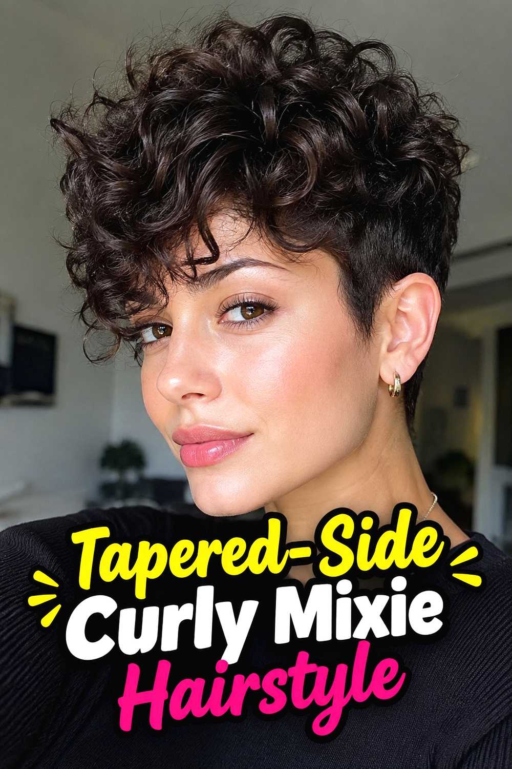 10. Tapered Side Curly Mixie Hairstyle