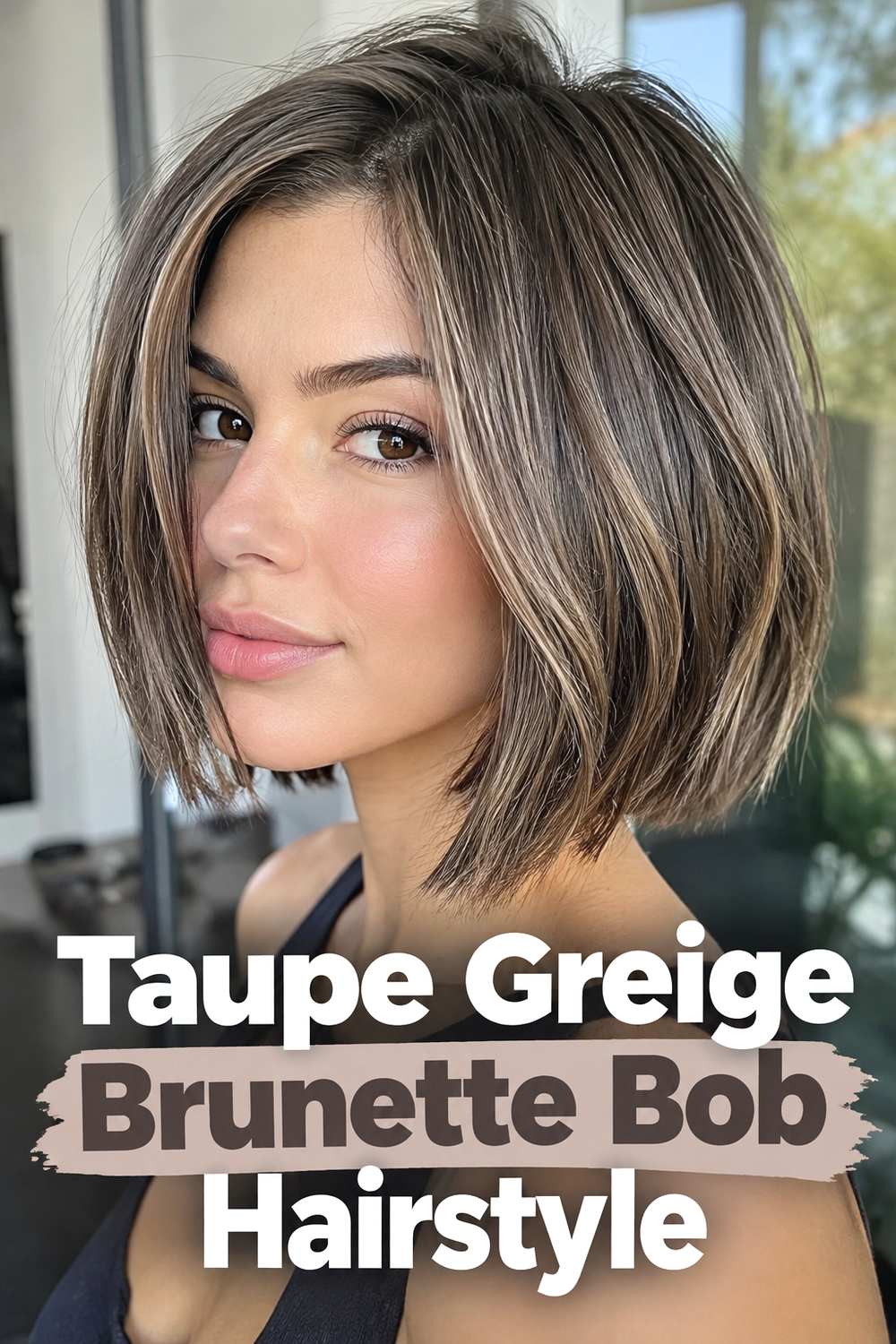 6. Taupe Greige Brunette Bob Hairstyle