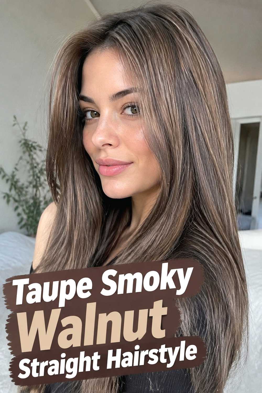9. Taupe Smoky Walnut Straight Hairstyle