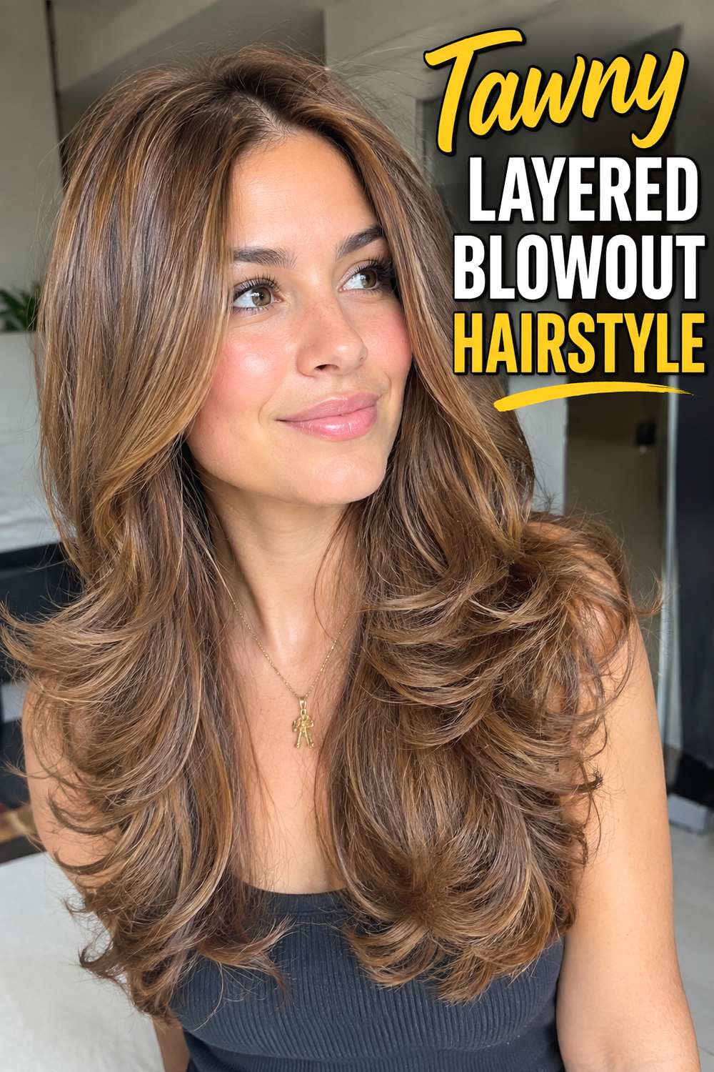 Tawny Layered Blowout Hairstyle
