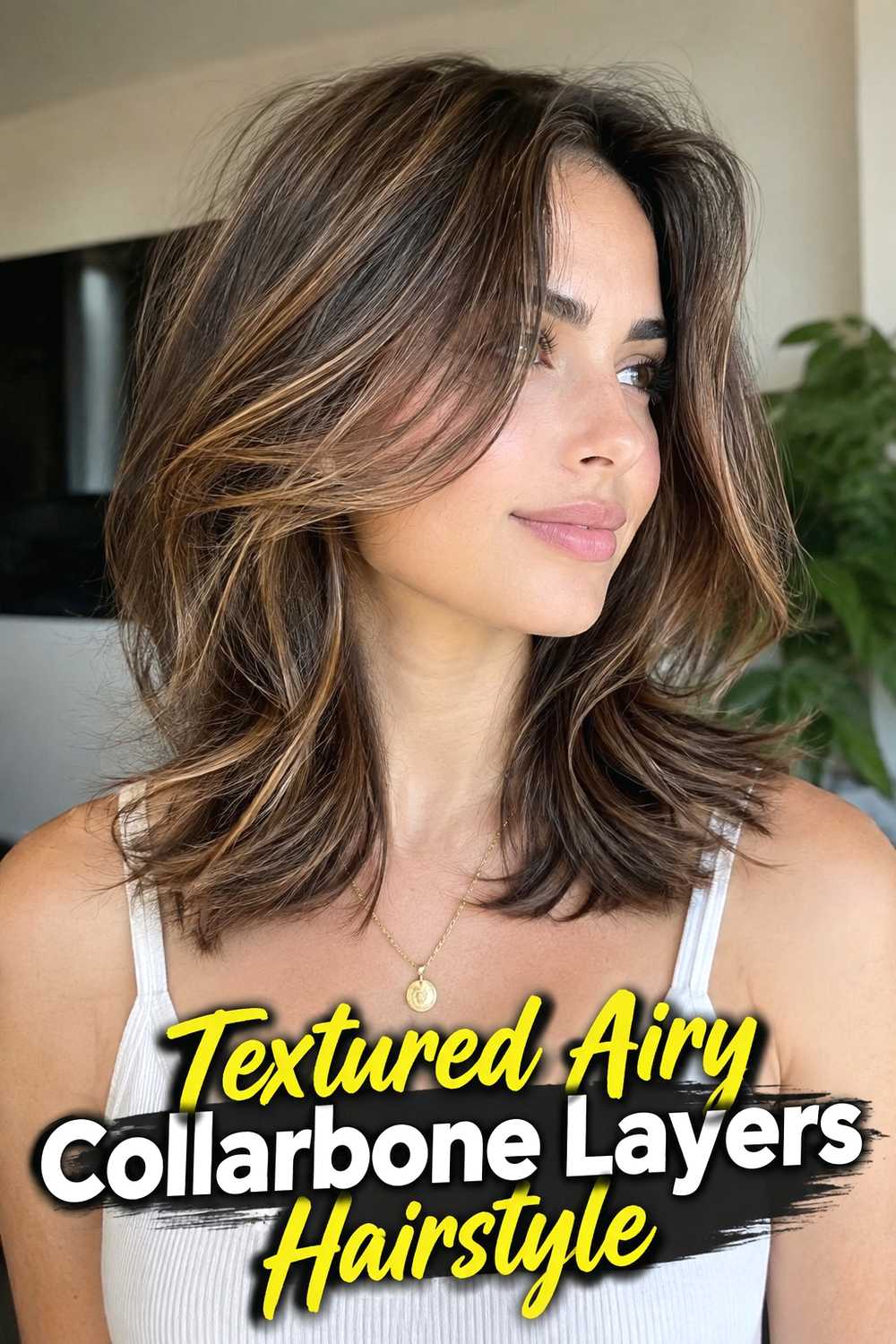 9. Textured Airy Collarbone Layers Hairstyle