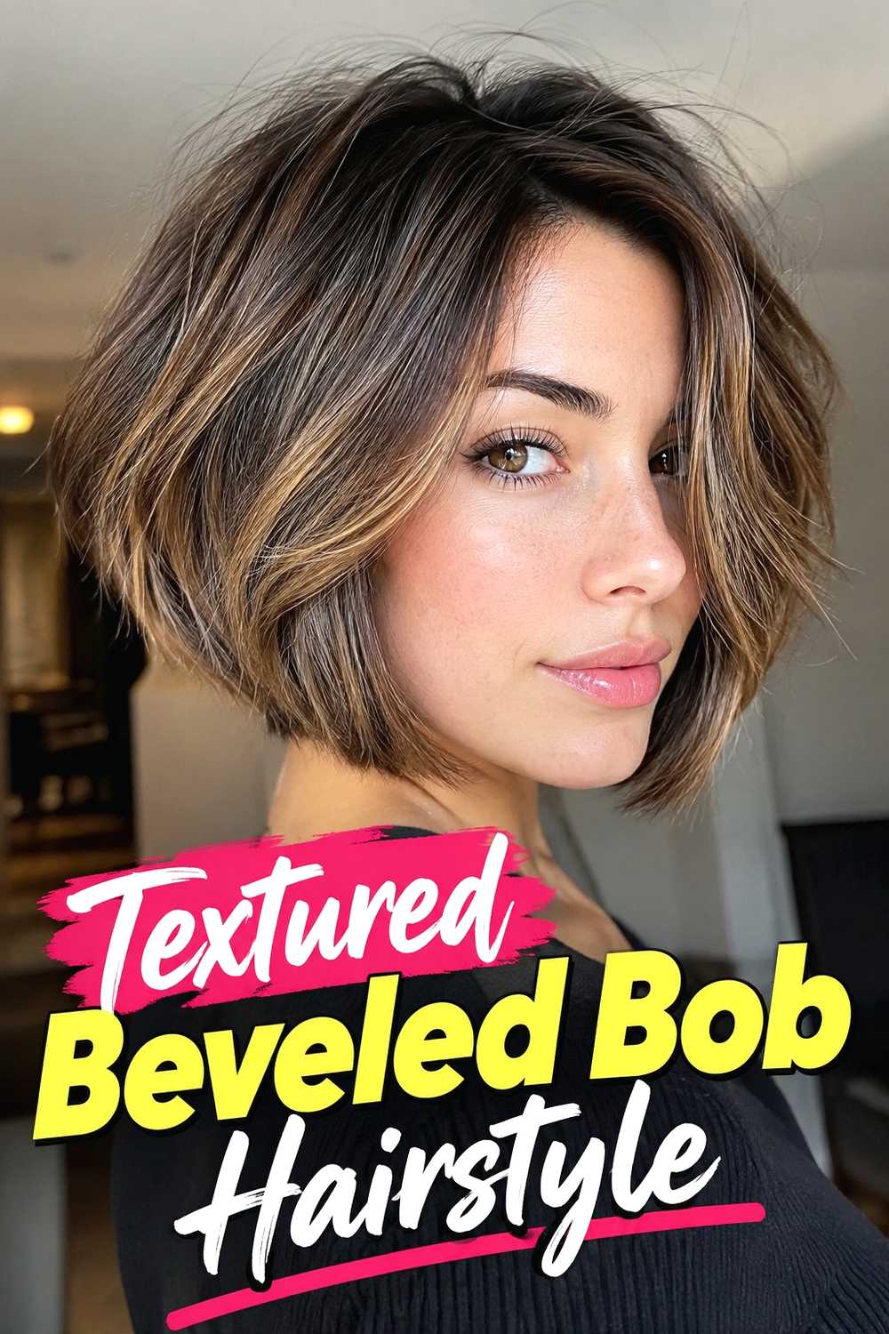7. Textured Beveled Bob Hairstyle