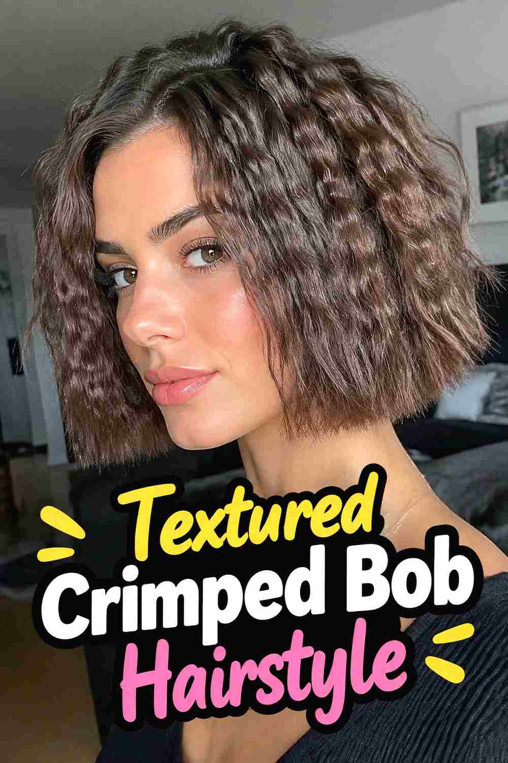 4. Textured Crimped Bob Hairstyle