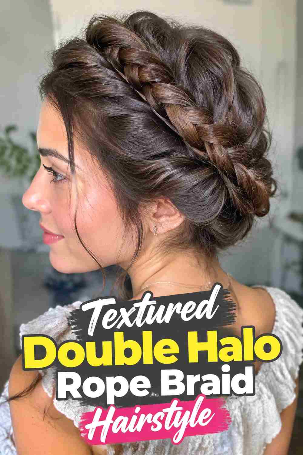 14. Textured Double Halo Rope Braid Hairstyle