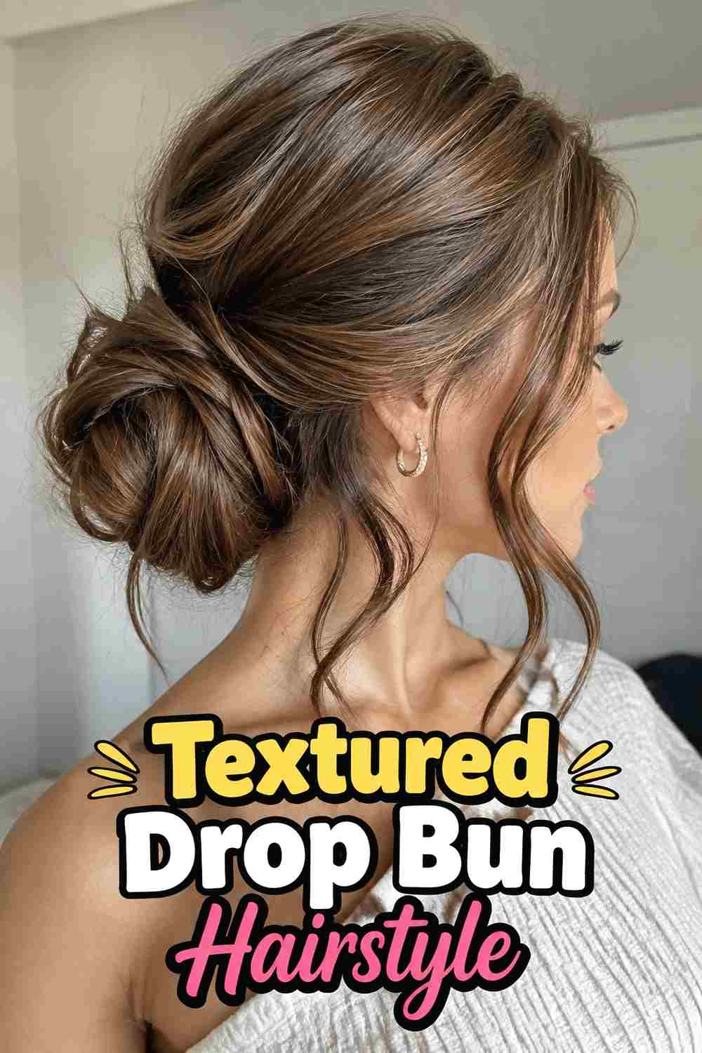 9. Textured Drop Bun Hairstyle