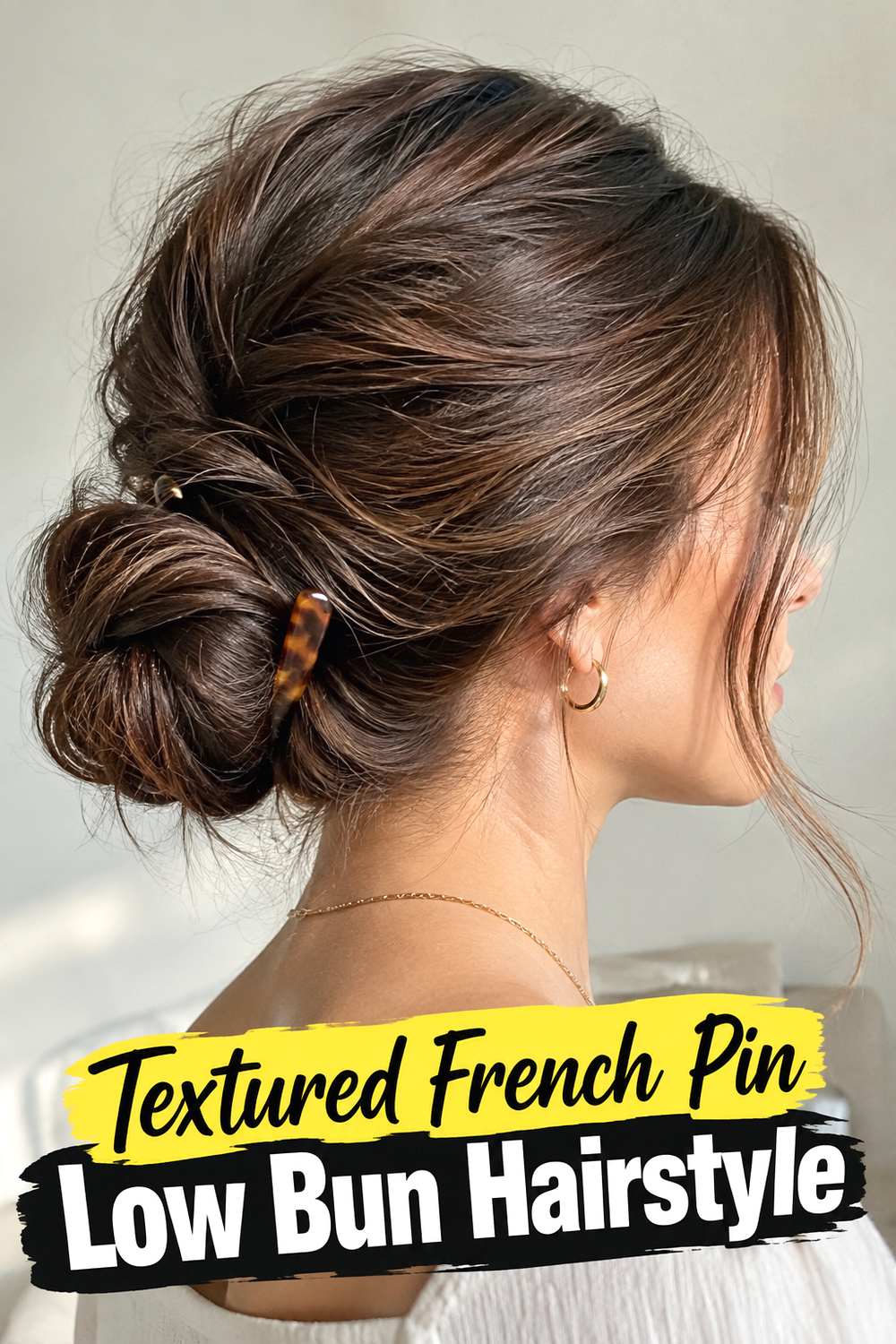 Textured French Pin Low Bun Hairstyle