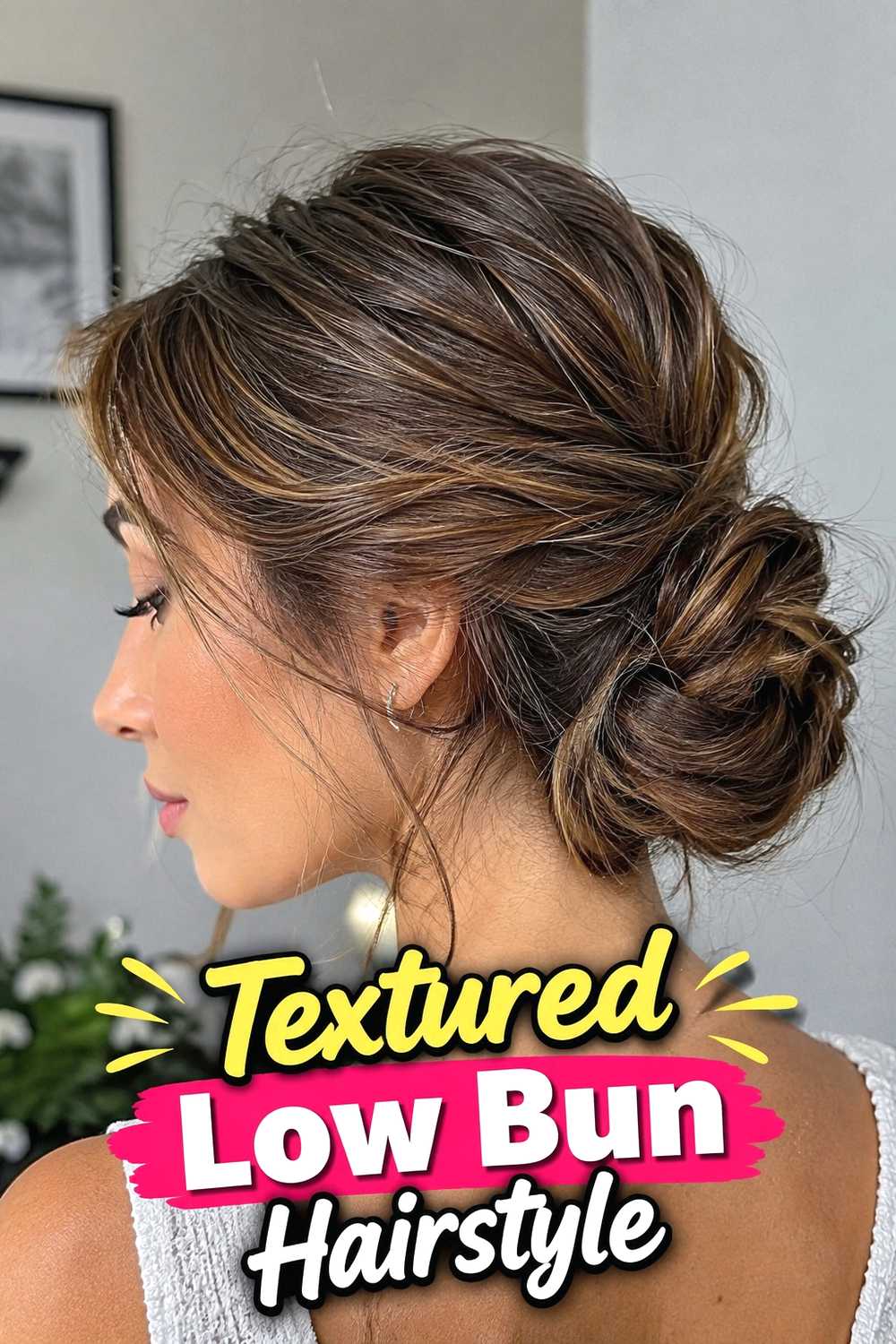 5. Textured Low Bun Hairstyle