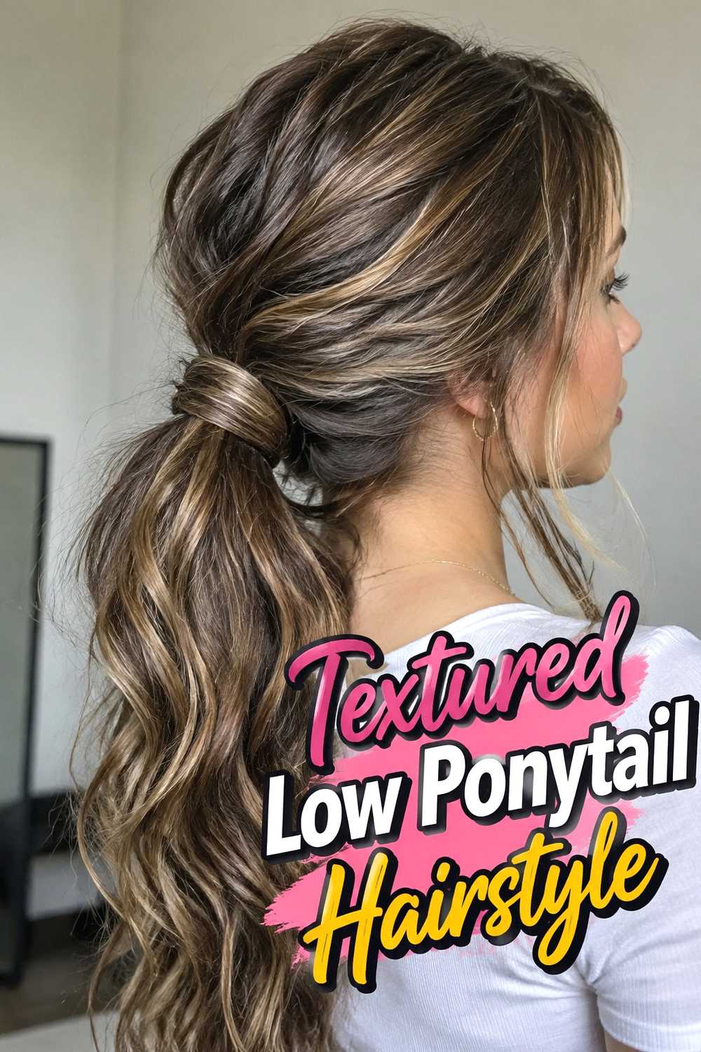 7. Textured Low Ponytail Hairstyle