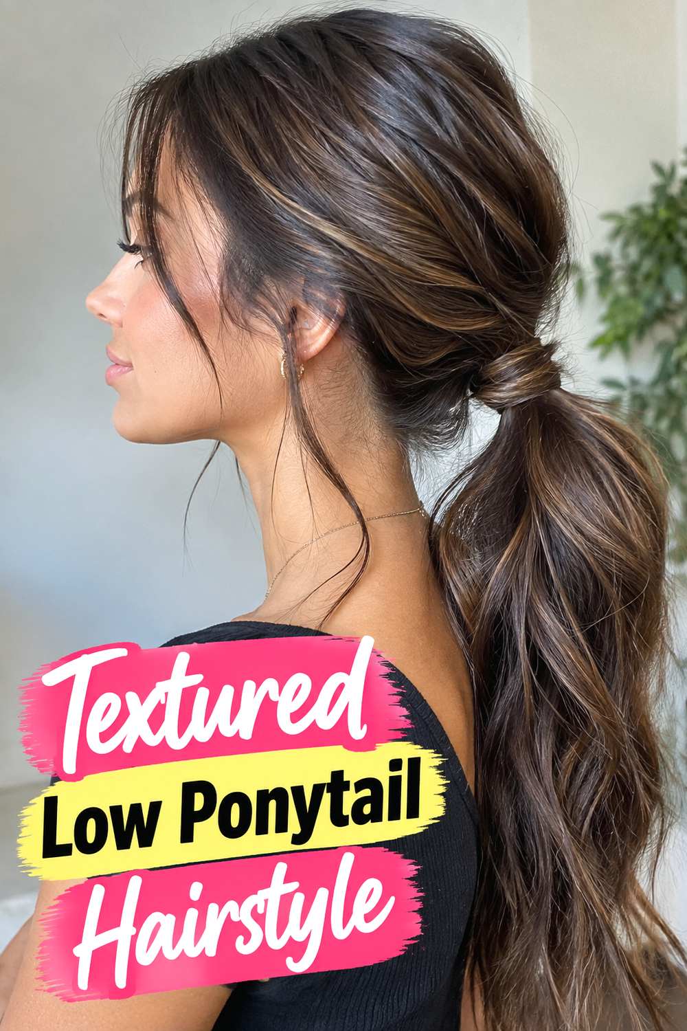 Textured Low Ponytail Hairstyle