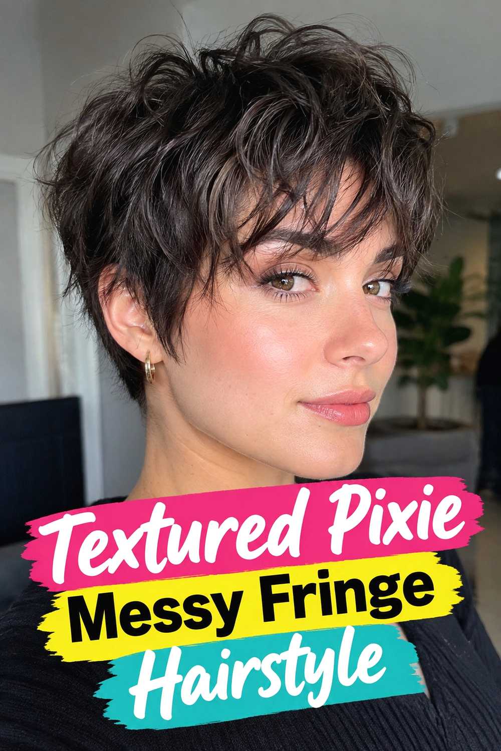 10. Textured Pixie Messy Fringe Hairstyle