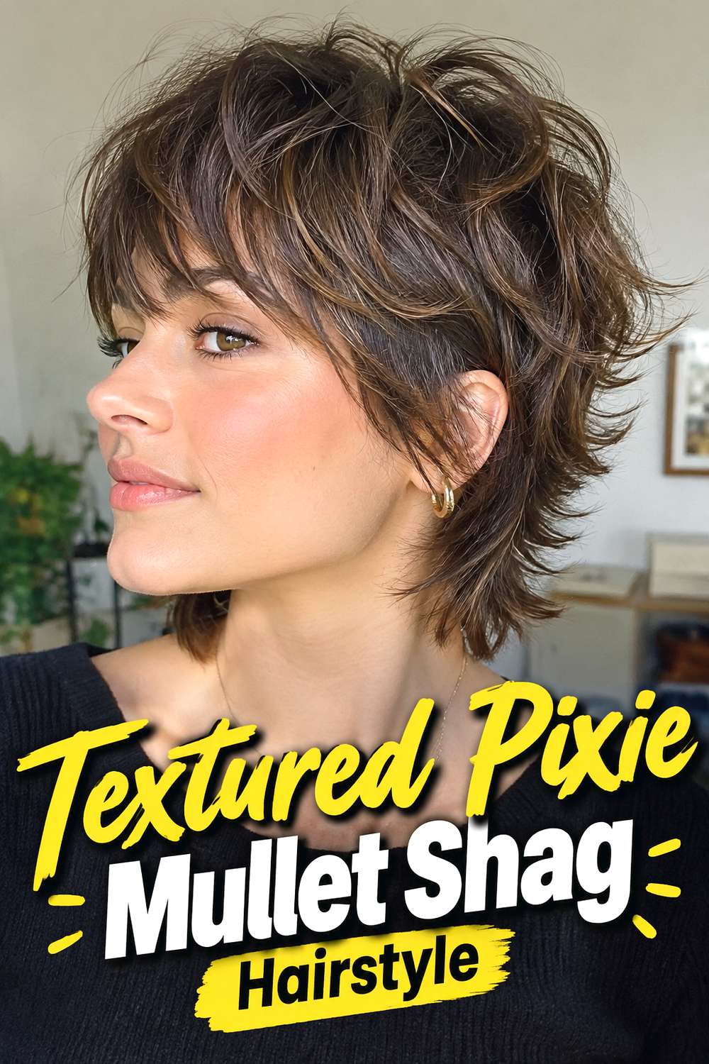 Textured Pixie Mullet Shag Hairstyle