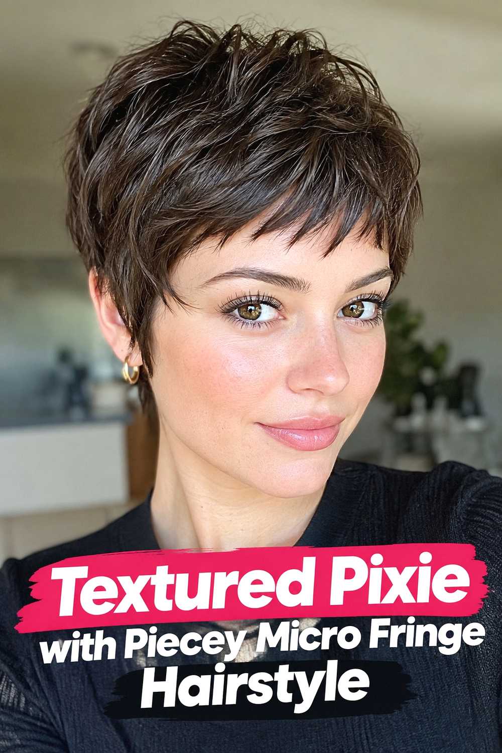 3. Textured Pixie With Piecey Micro Fringe Hairstyle