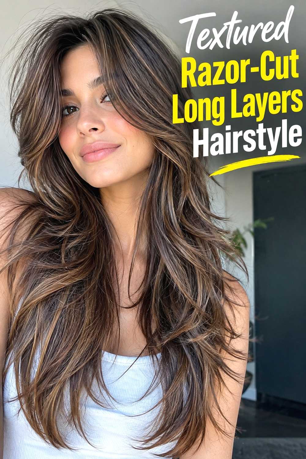 7. Textured Razor Cut Long Layers Hairstyle