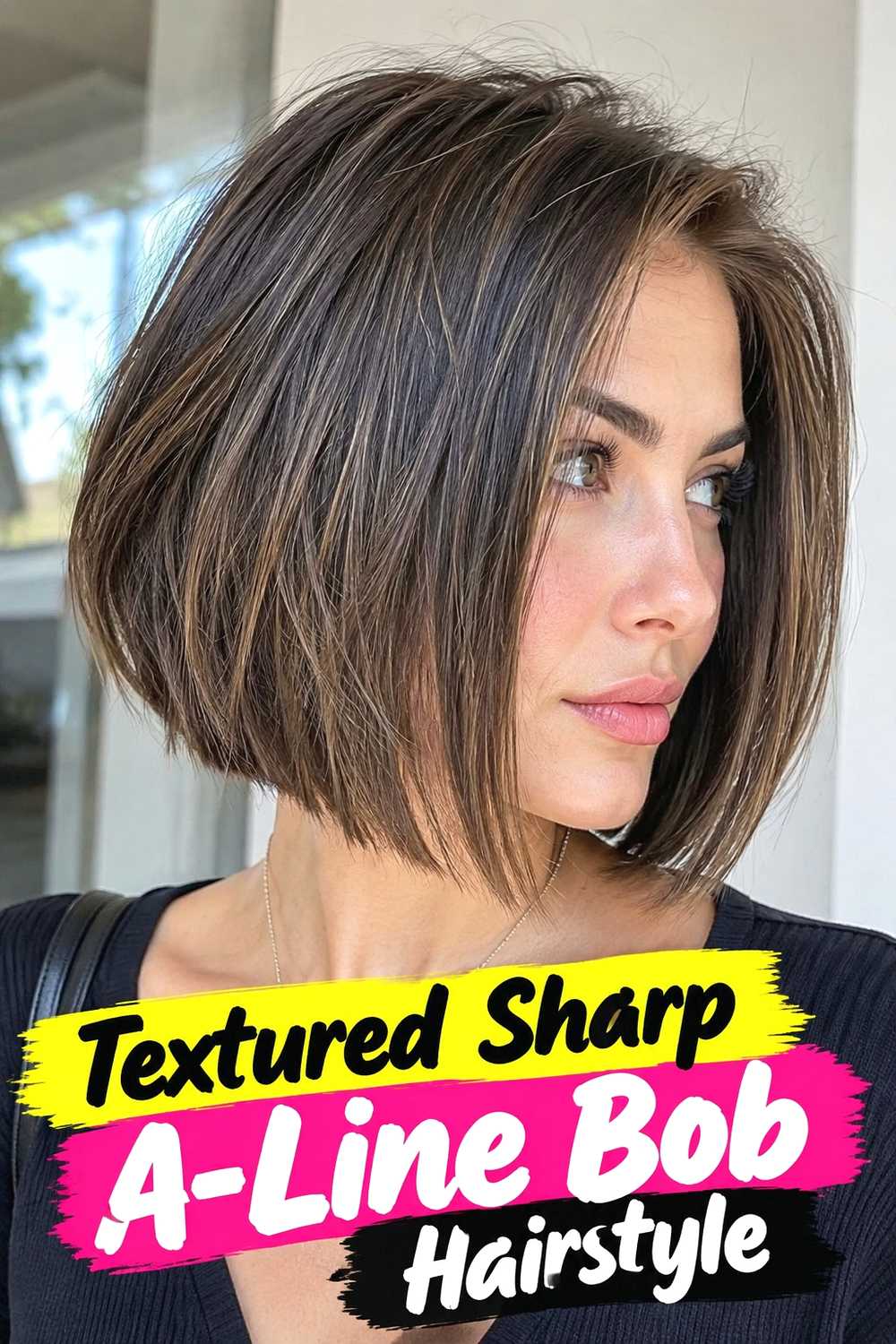 10. Textured Sharp A Line Bob Hairstyle