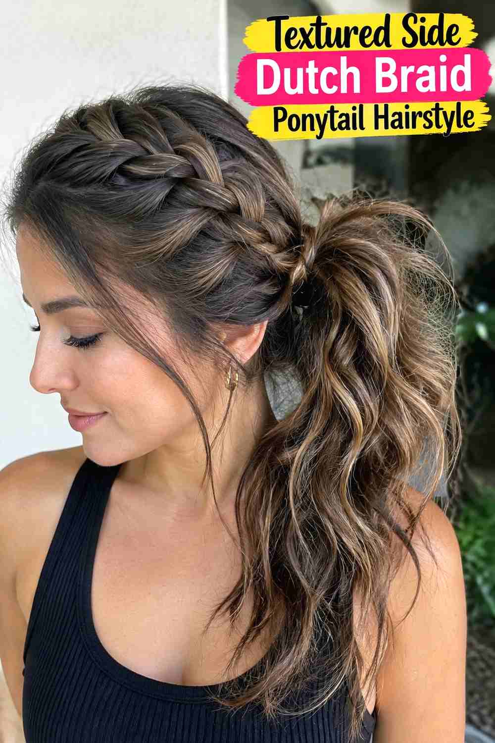 14. Textured Side Dutch Braid Ponytail Hairstyle