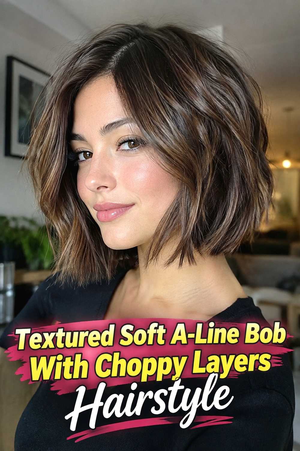 5. Textured Soft A Line Bob With Choppy Layers Hairstyle