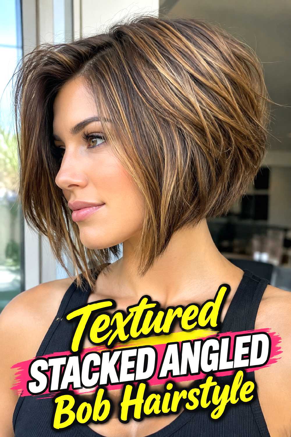 Textured Stacked Angled Bob Hairstyle