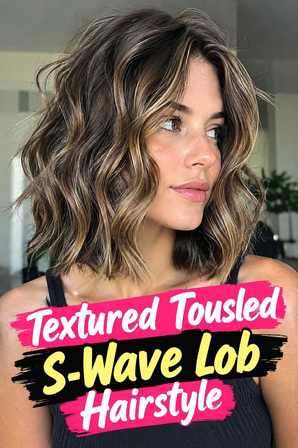 8. Textured Tousled S Wave Lob Hairstyle