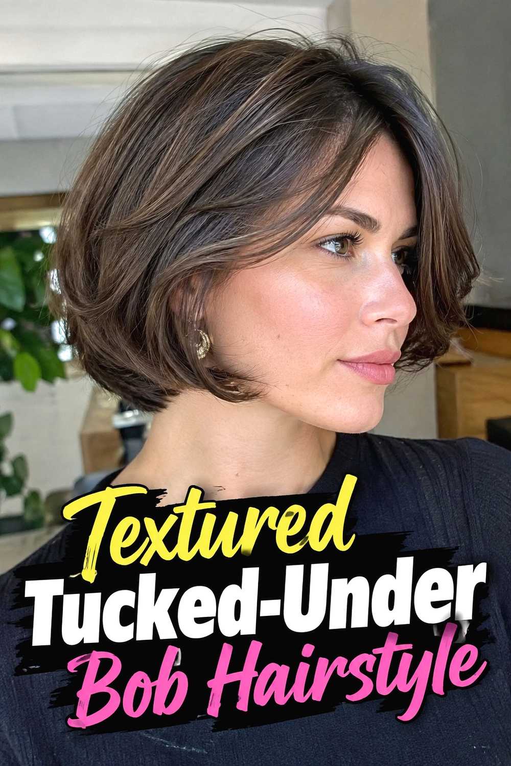 16. Textured Tucked Under Bob Hairstyle