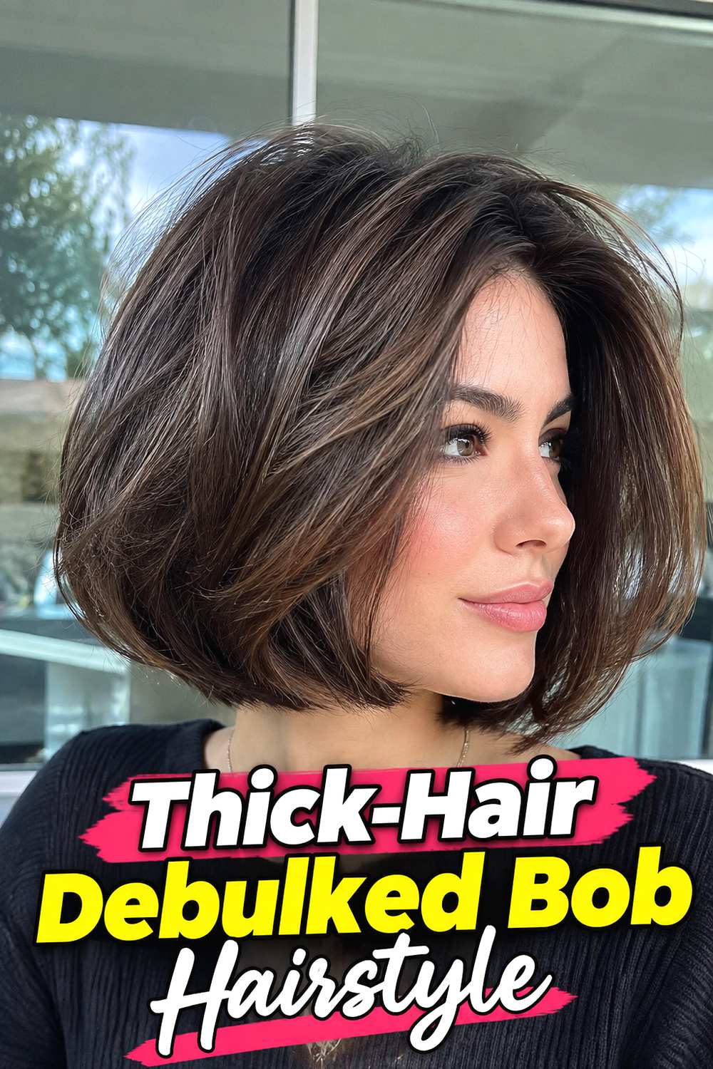 13. Thick Hair Debulked Bob Hairstyle