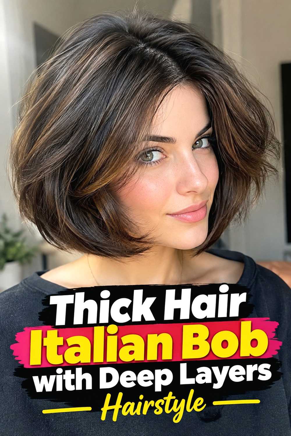 17. Thick Hair Italian Bob With Deep Layers Hairstyle
