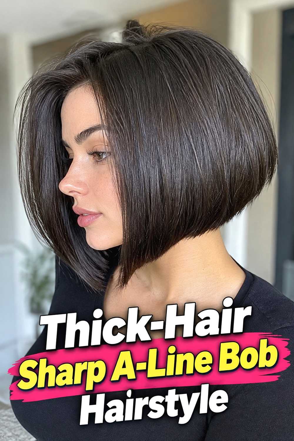 13. Thick Hair Sharp A Line Bob Hairstyle