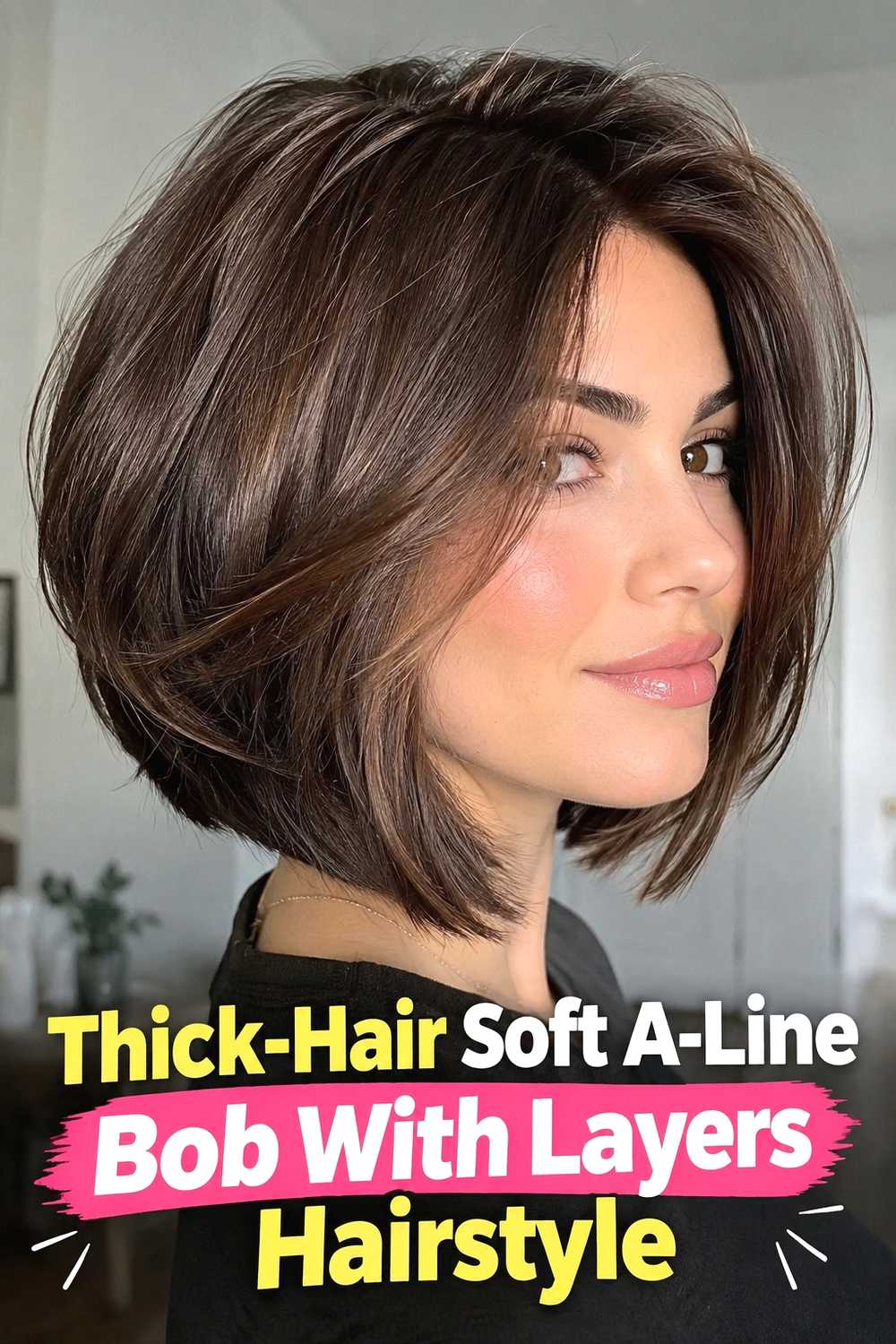 11. Thick Hair Soft A Line Bob With Layers Hairstyle