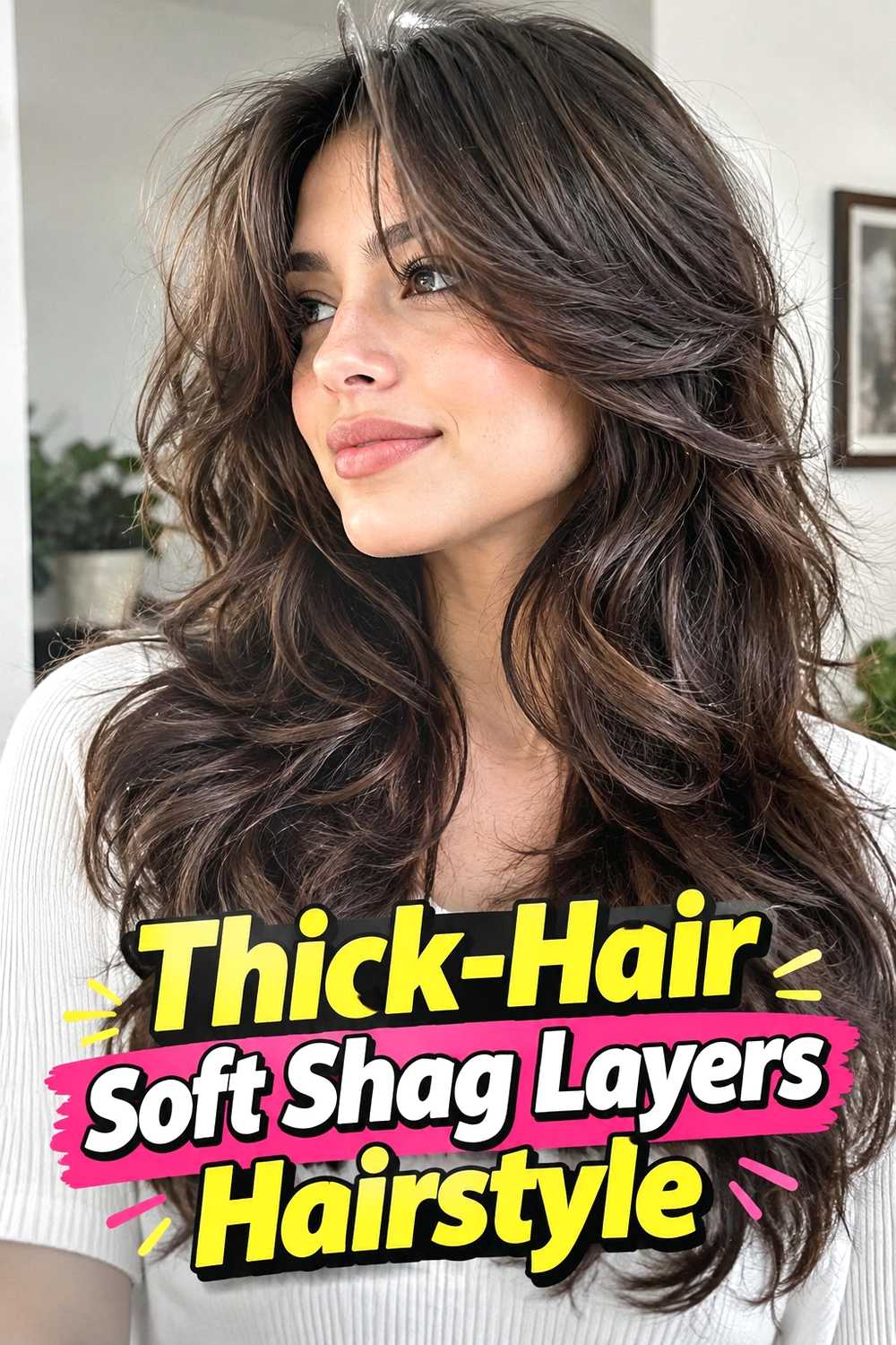 7. Thick Hair Soft Shag Layers Hairstyle