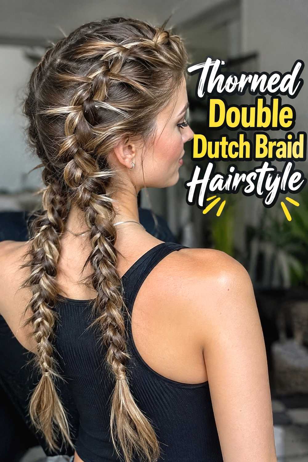 2. Thorned Double Dutch Braid Hairstyle