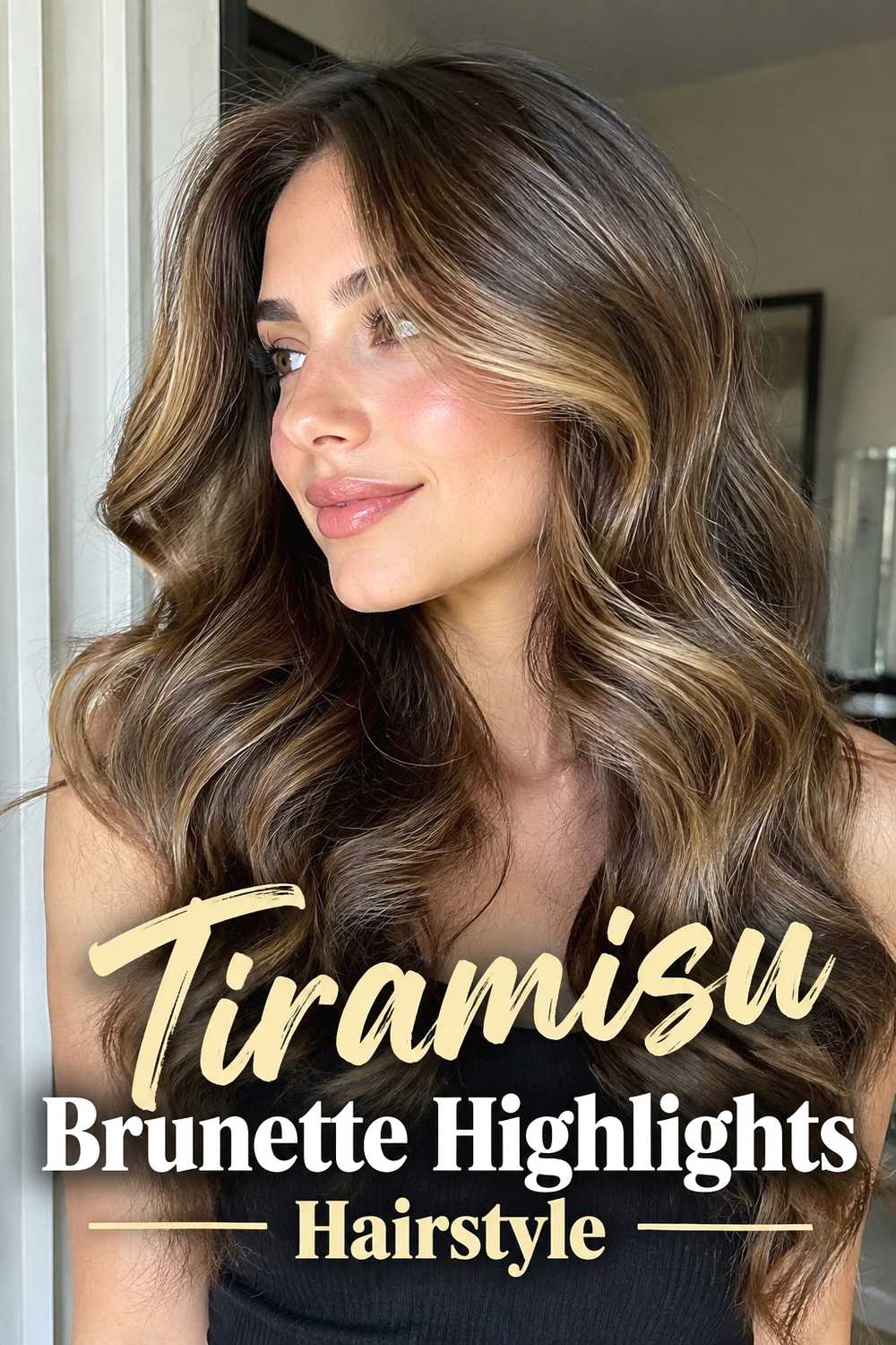 13. Tiramisu Brunette Highlights Hairstyle