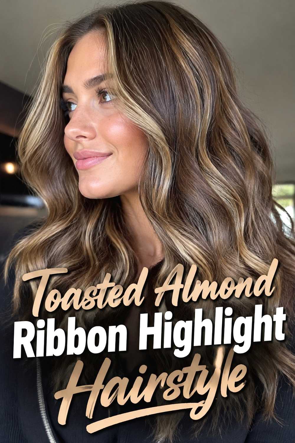 8. Toasted Almond Ribbon Highlight Hairstyle