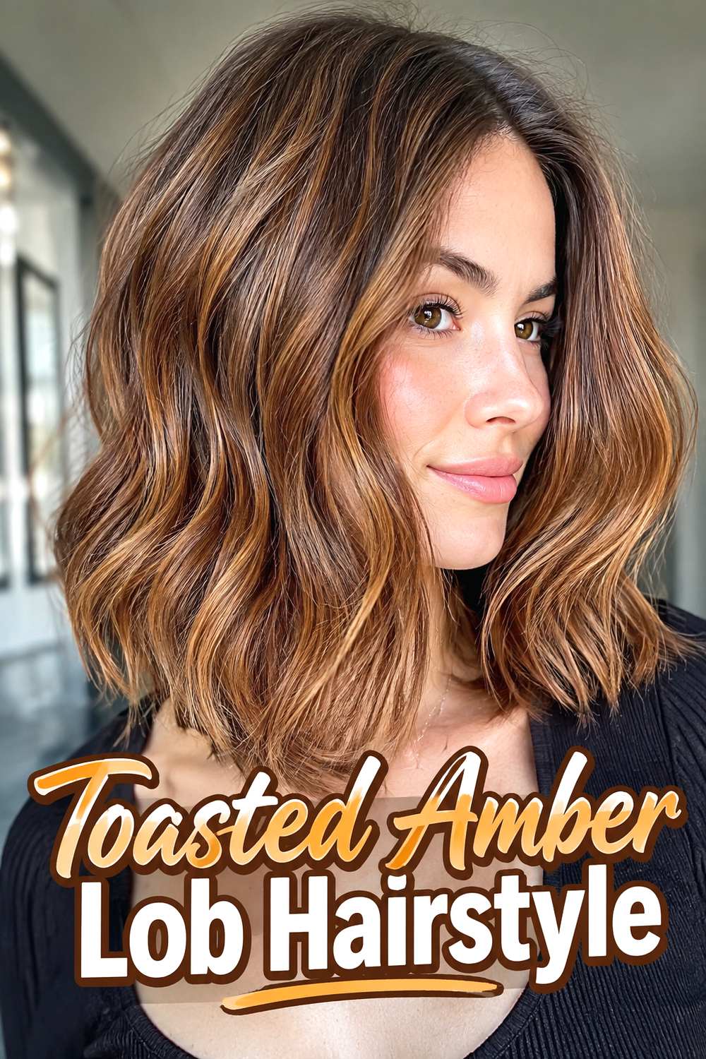 Toasted Amber Lob Hairstyle