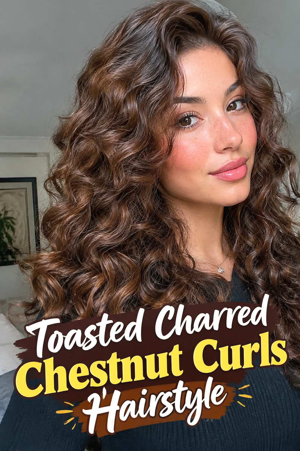 Toasted Charred Chestnut Curls Hairstyle