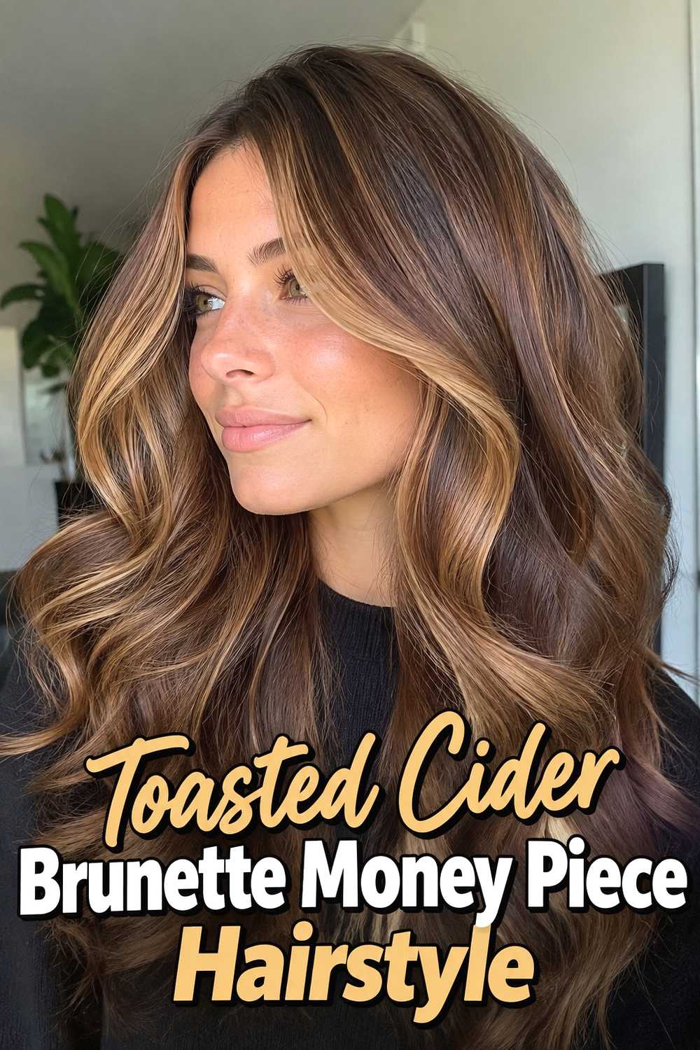 10. Toasted Cider Brunette Money Piece Hairstyle