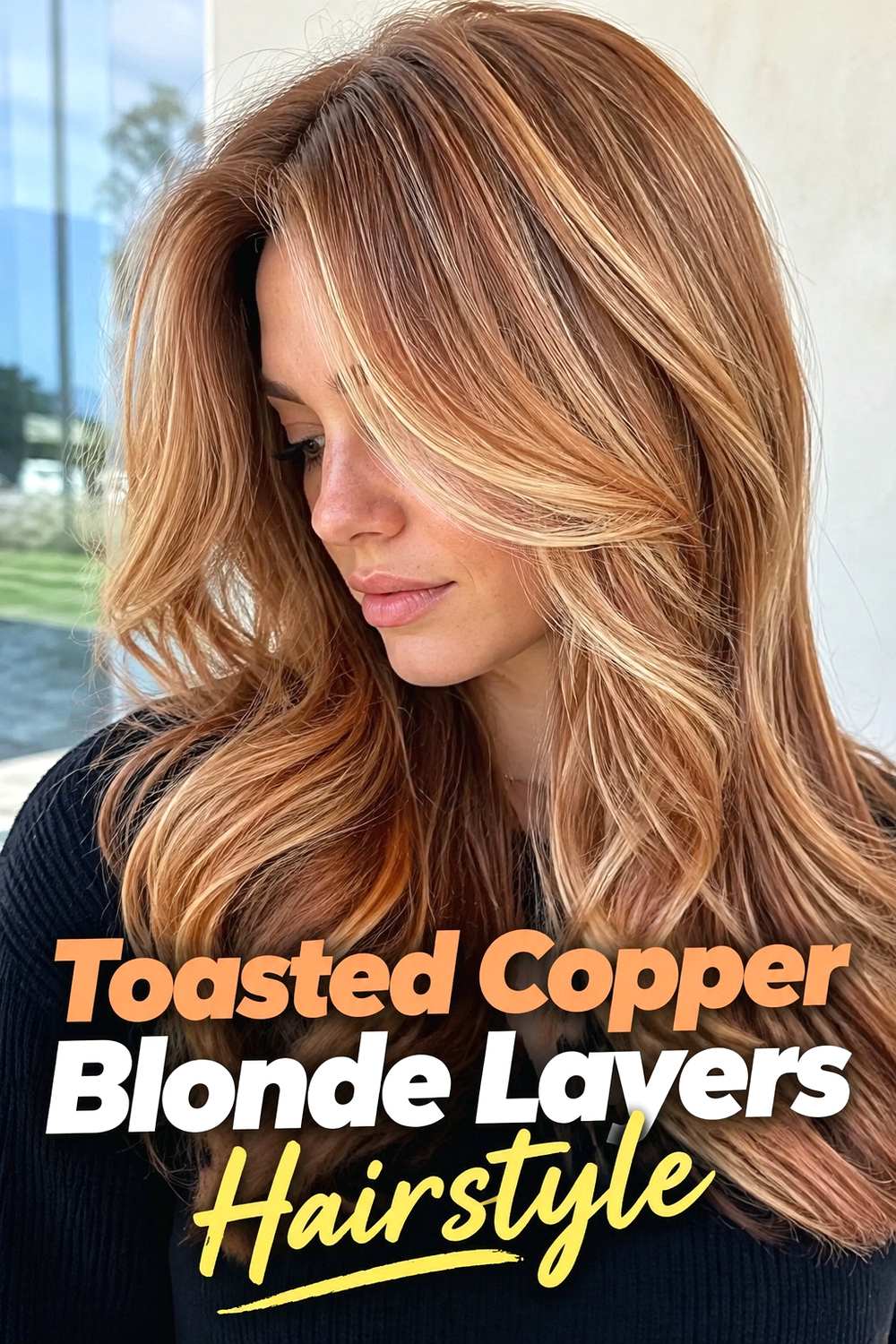 13. Toasted Copper Blonde Layers Hairstyle