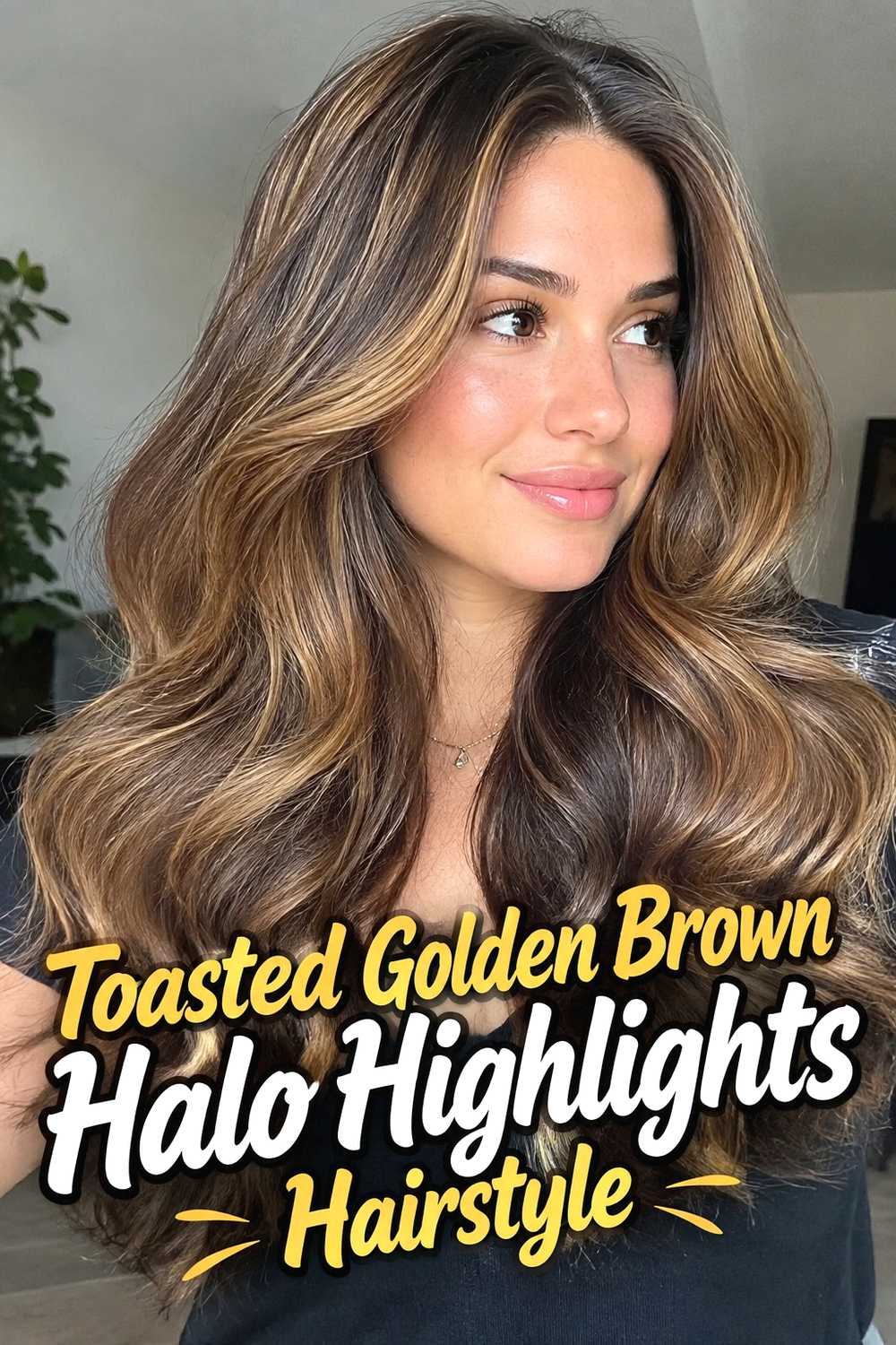 5. Toasted Golden Brown Halo Highlights Hairstyle