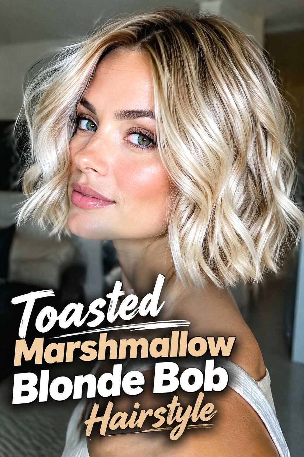 12. Toasted Marshmallow Blonde Bob Hairstyle