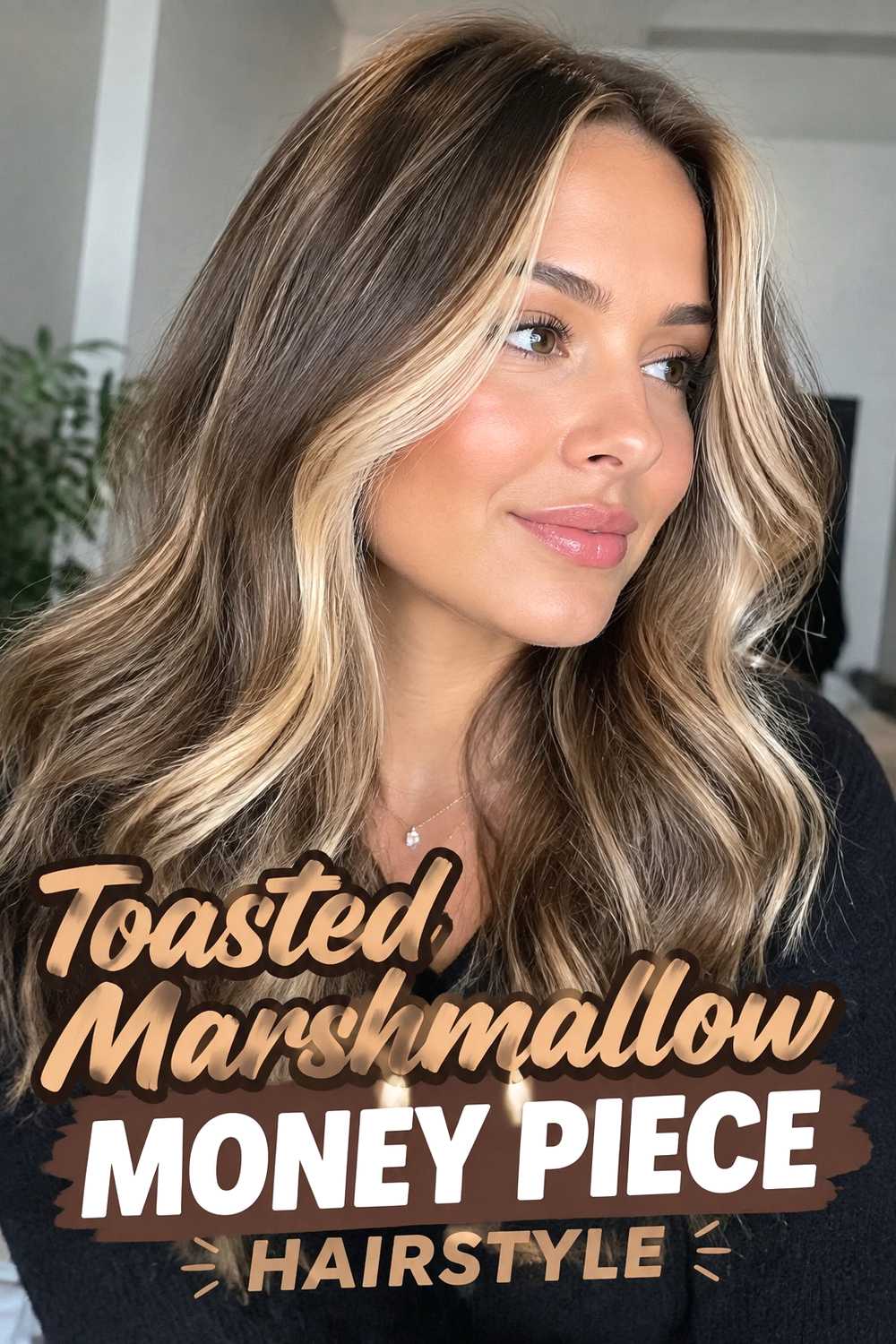 9. Toasted Marshmallow Money Piece Hairstyle