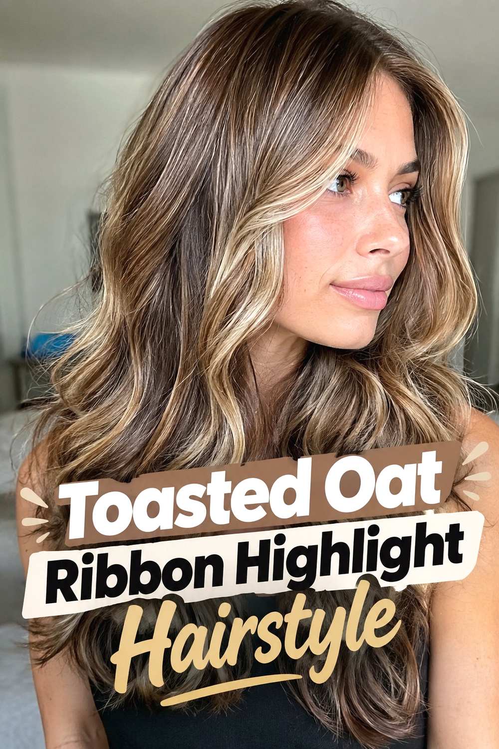 3. Toasted Oat Ribbon Highlight Hairstyle