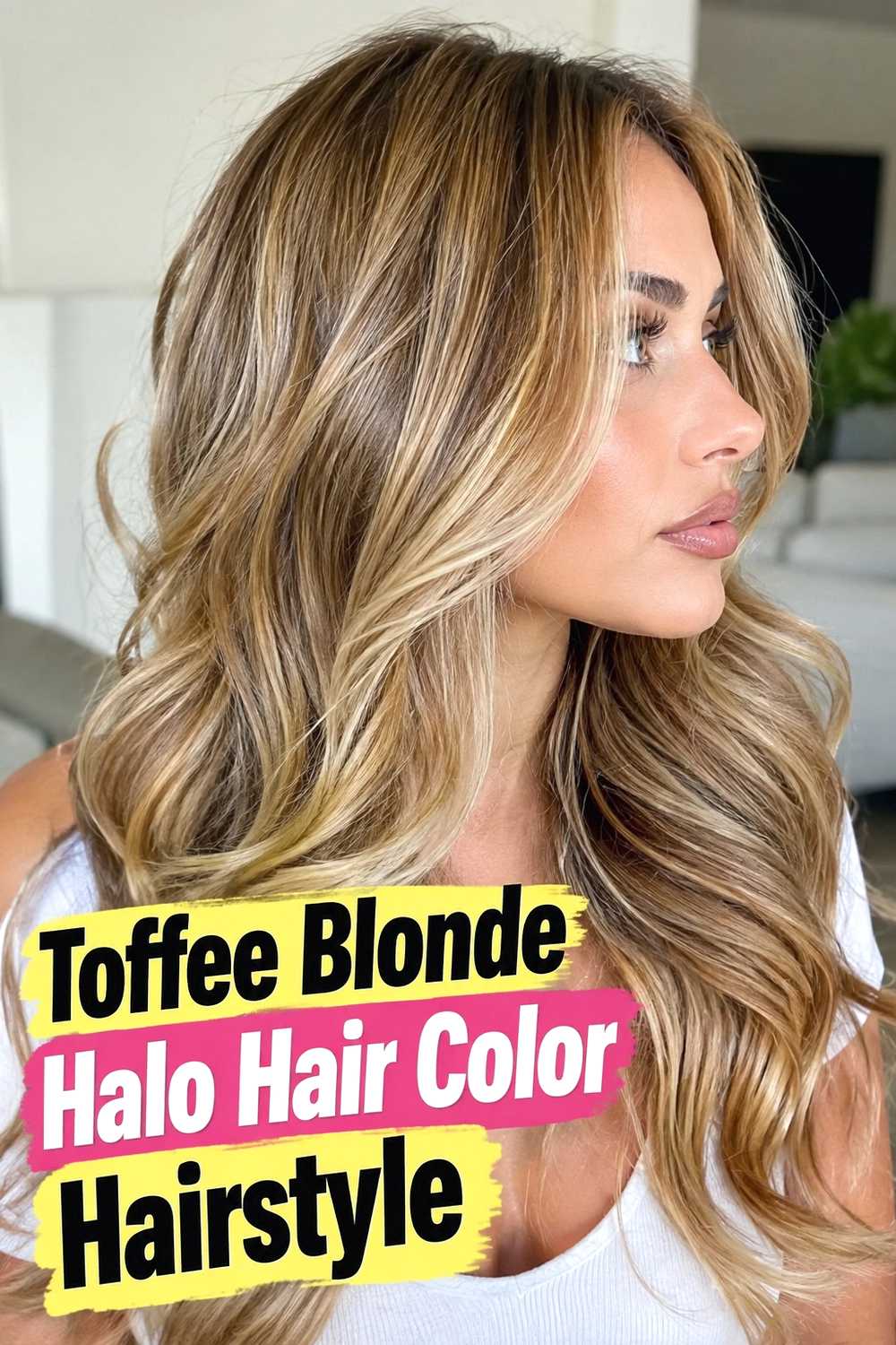 13. Toffee Blonde Halo Hair Color Hairstyle