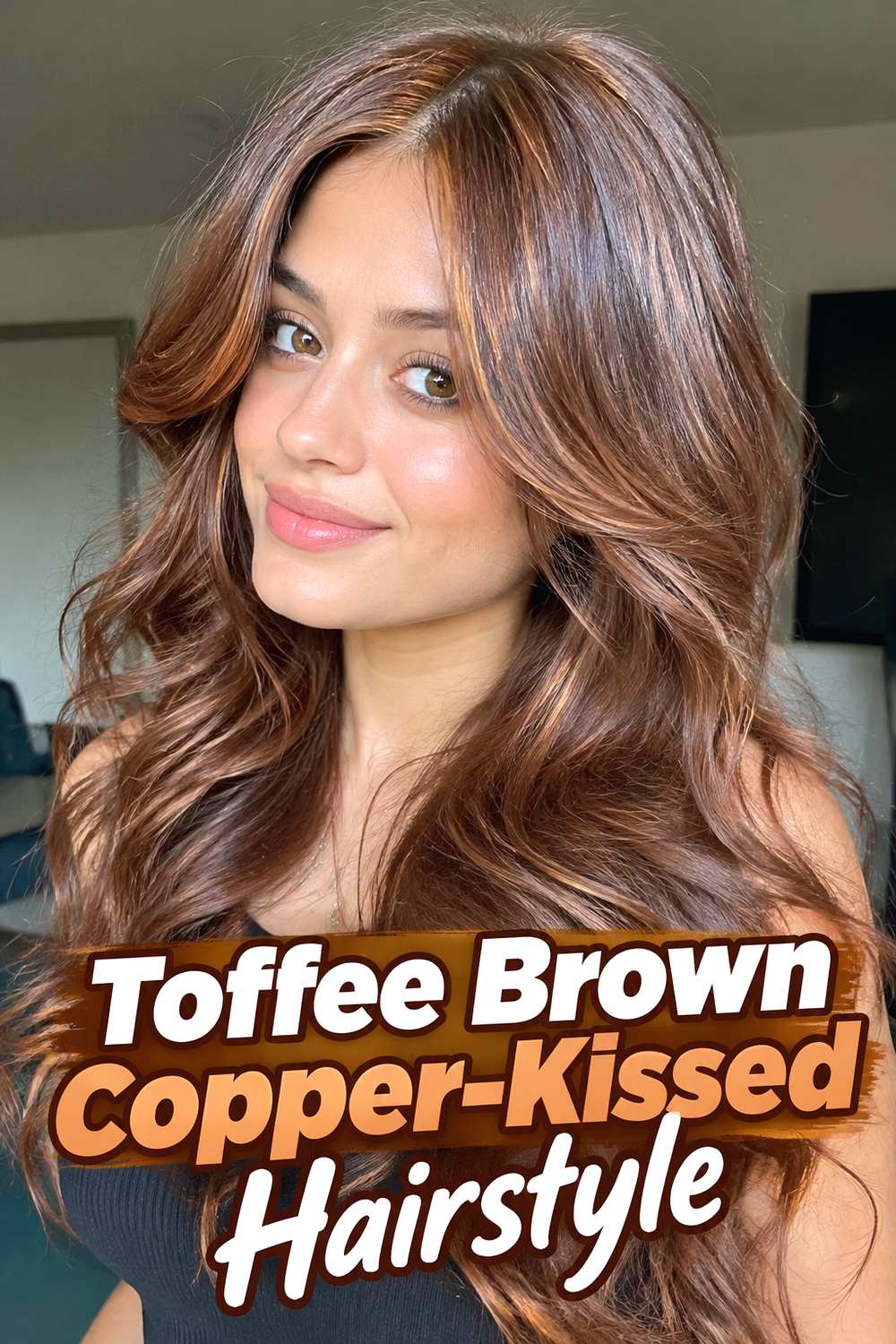 Toffee Brown Copper-Kissed Hairstyle