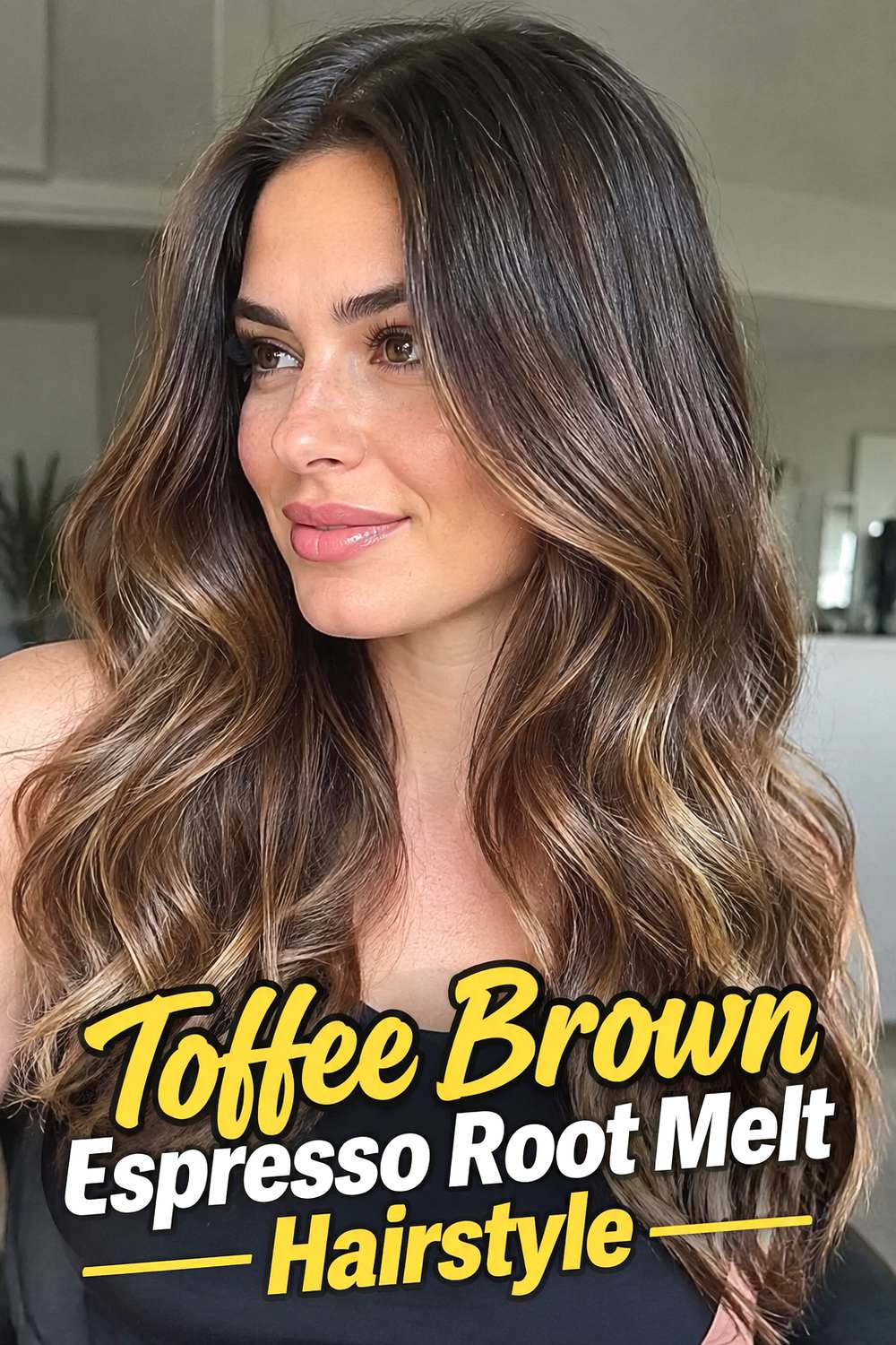 Toffee Brown Espresso Root Melt Hairstyle