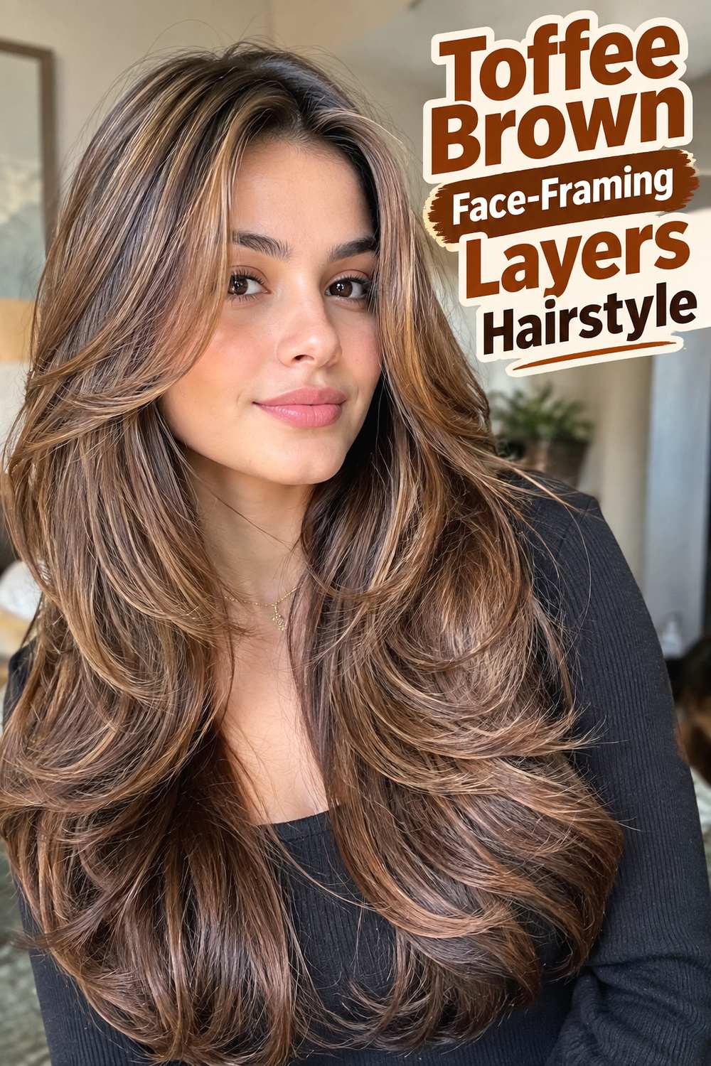 Toffee Brown Face-Framing Layers Hairstyle