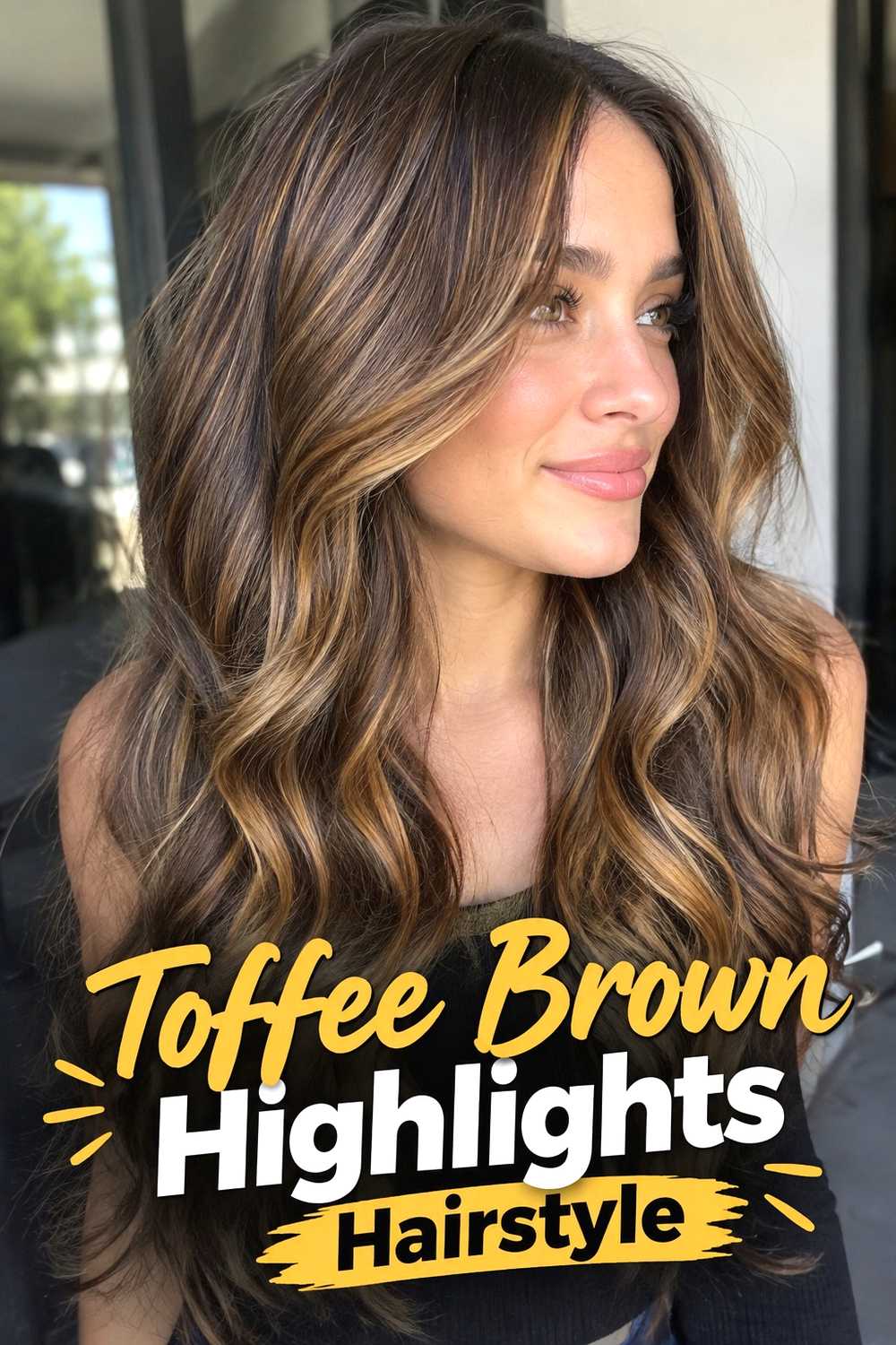 14. Toffee Brown Highlights Hairstyle