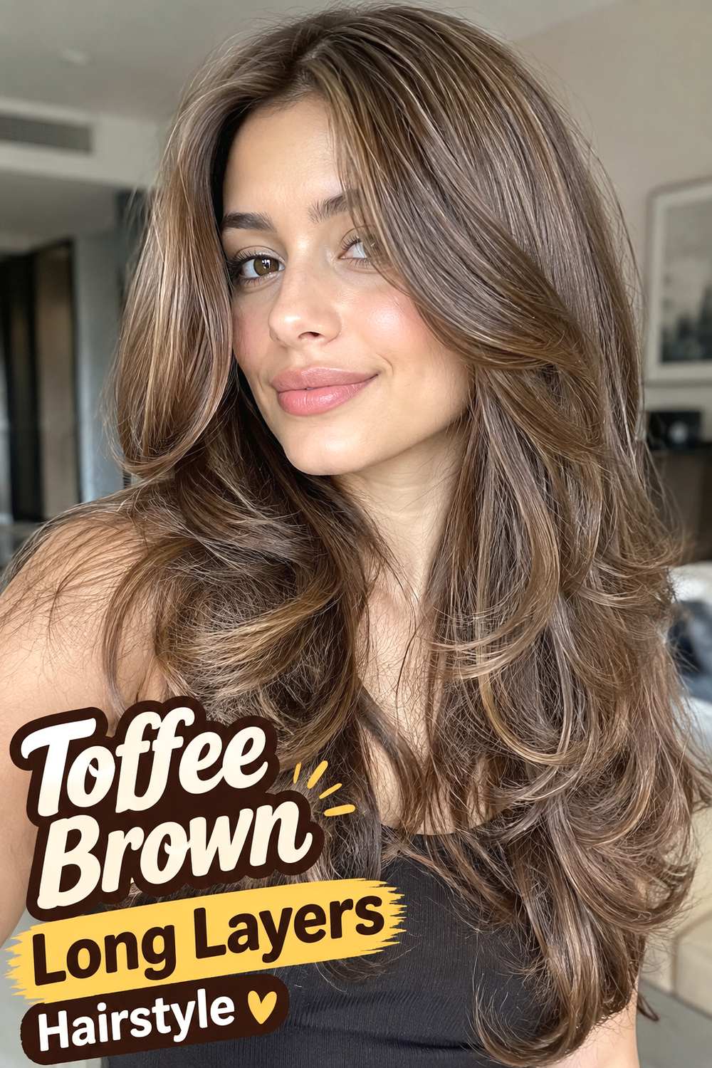 Toffee Brown Long Layers Hairstyle