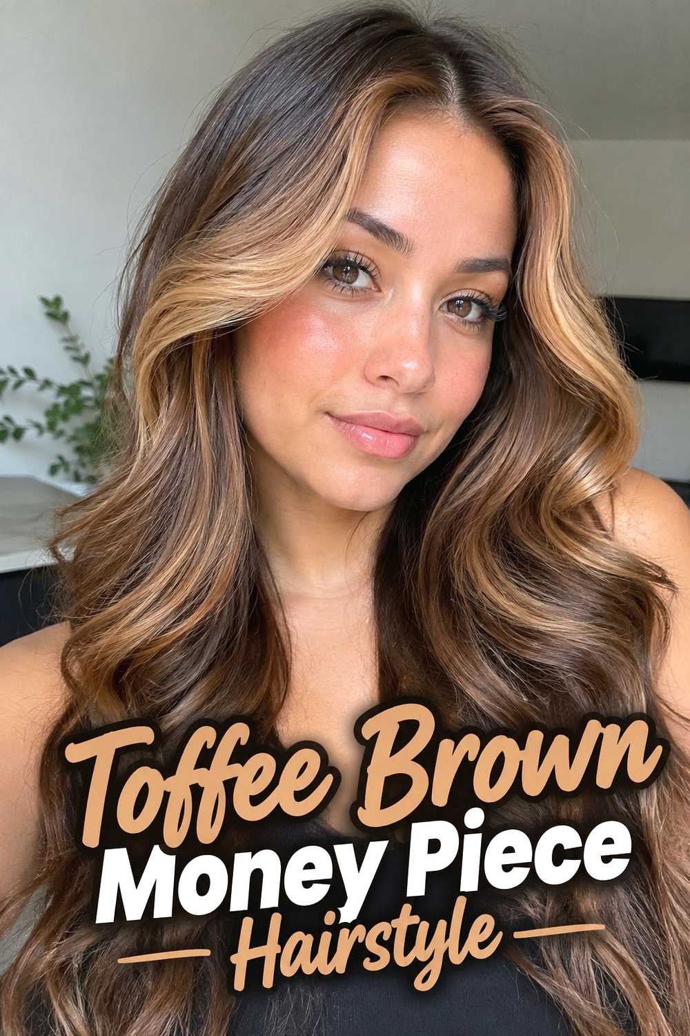 15. Toffee Brown Money Piece Hairstyle