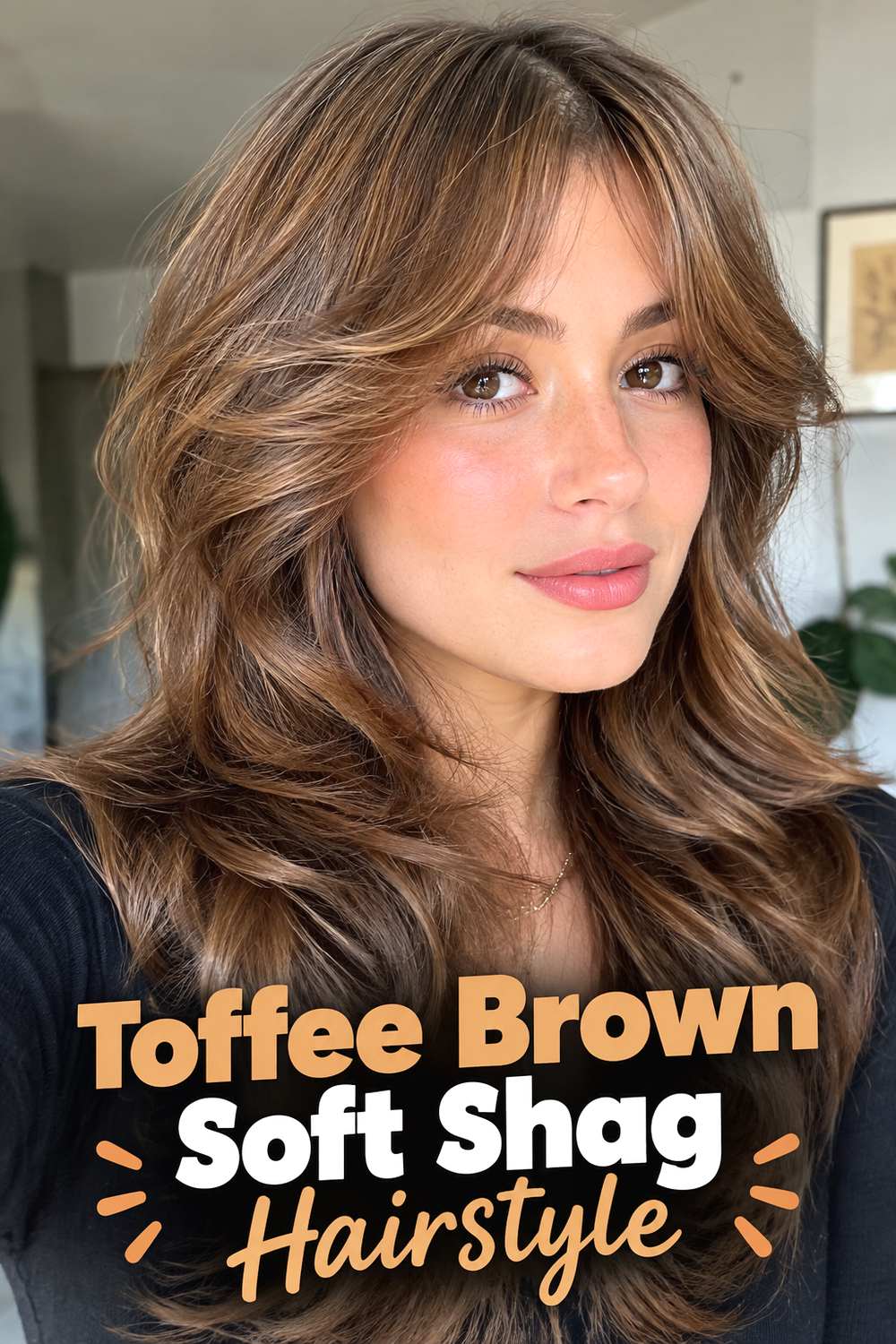 Toffee Brown Soft Shag Hairstyle