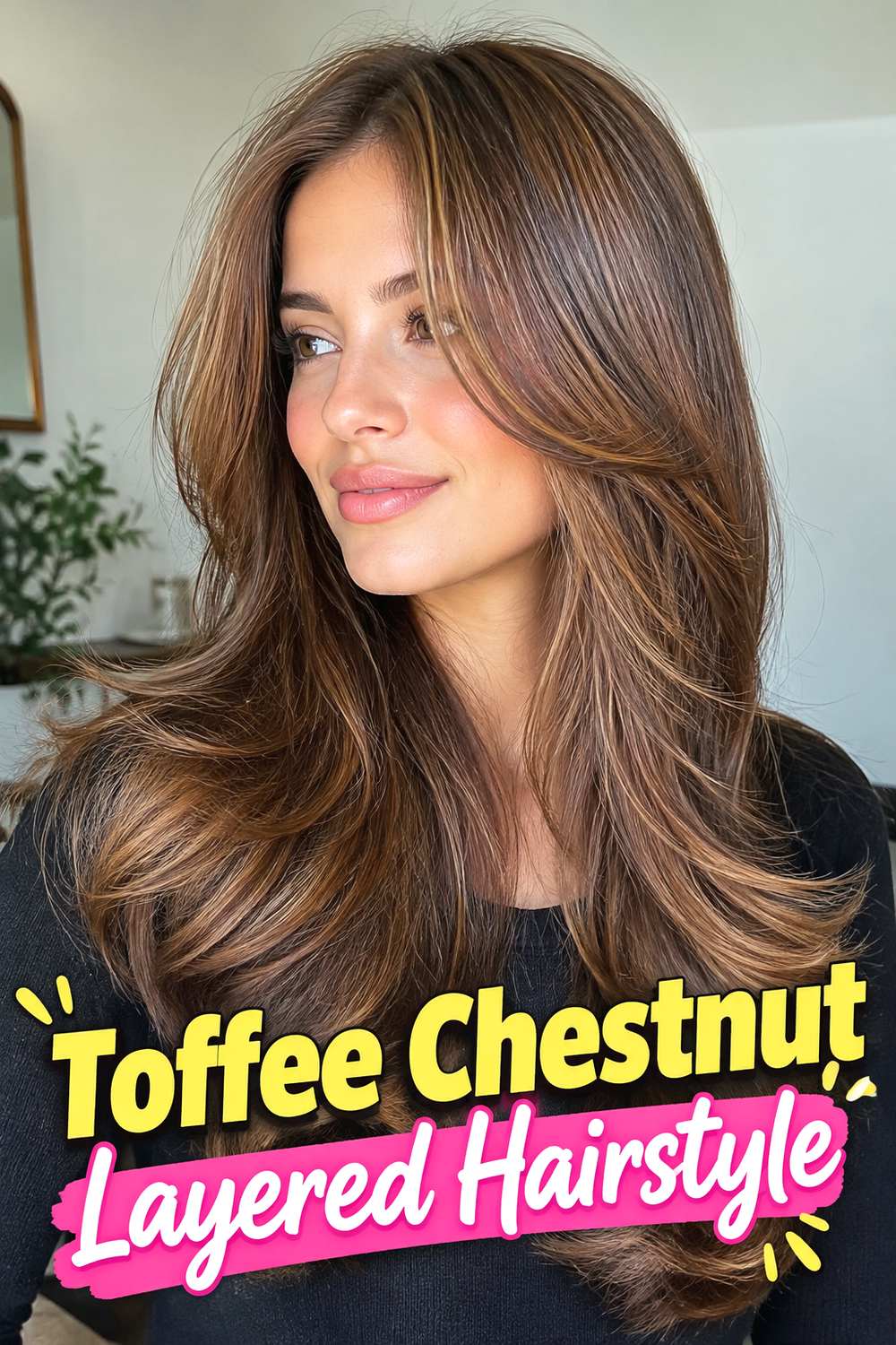 Toffee Chestnut Layered Hairstyle