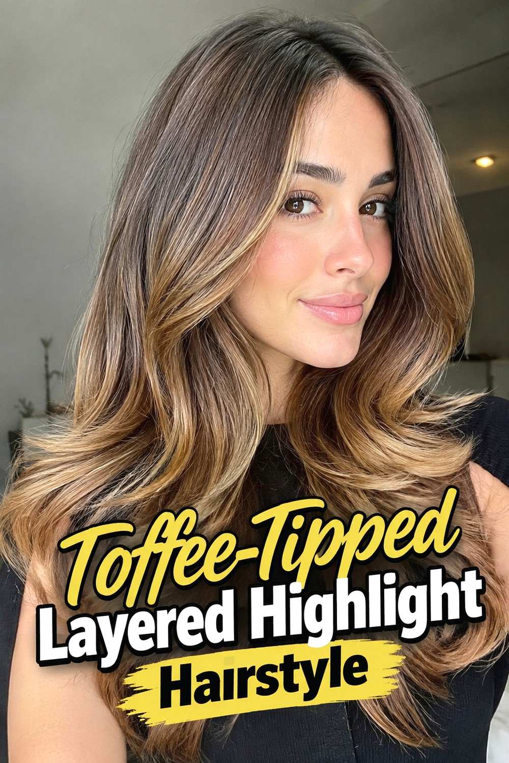 9. Toffee Tipped Layered Highlight Hairstyle