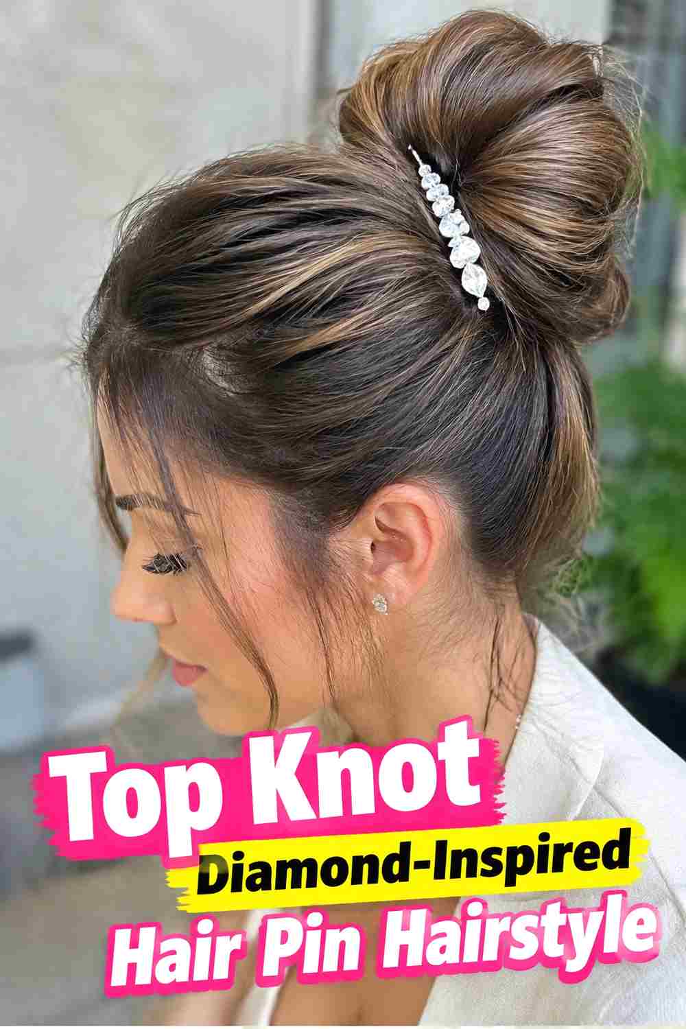 12. Top Knot Diamond Inspired Hair Pin Hairstyle